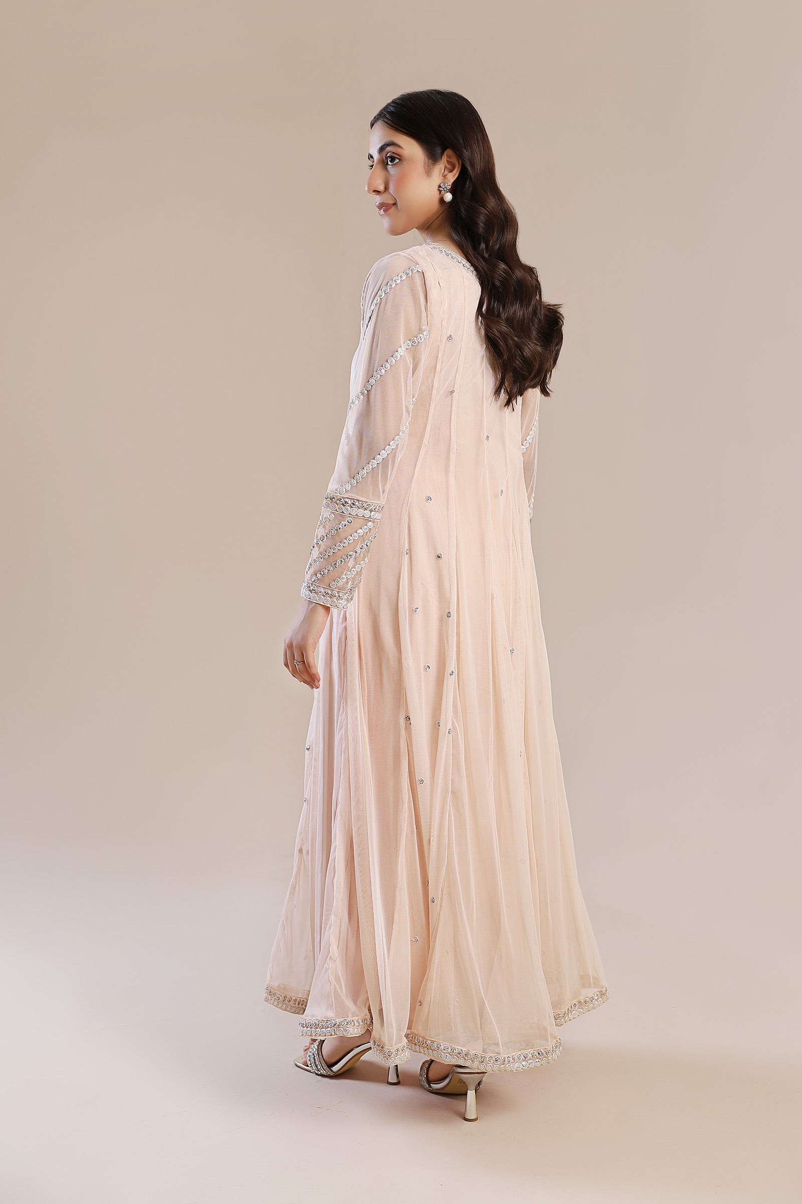 3 Piece Embroidered Poly Net Suit
