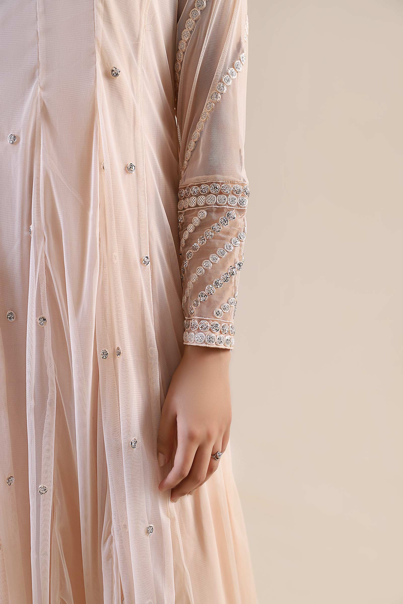 3 Piece Embroidered Poly Net Suit