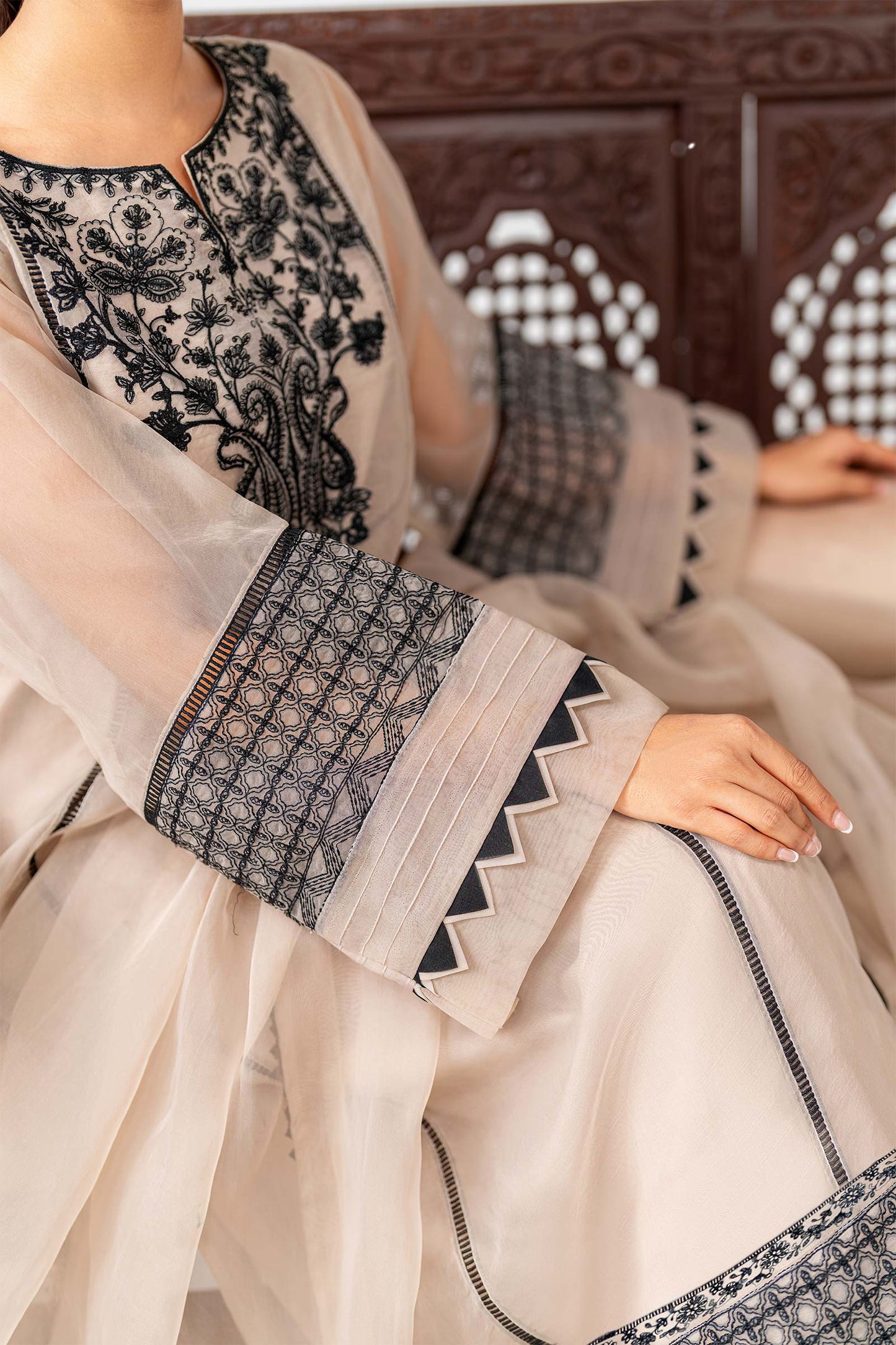 3 Piece Embroidered Organza Suit