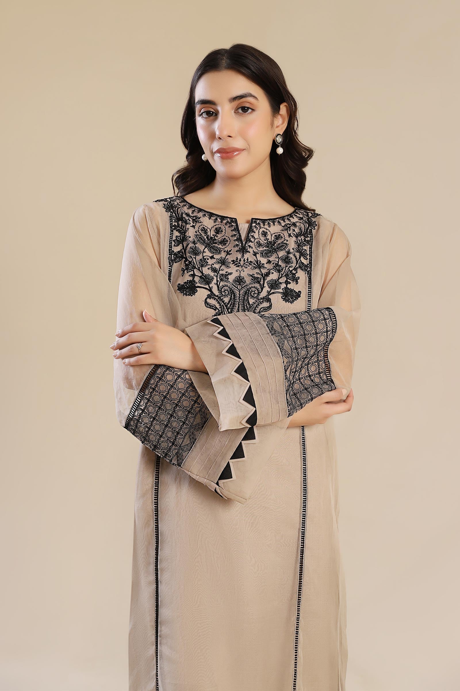 3 Piece Embroidered Organza Suit