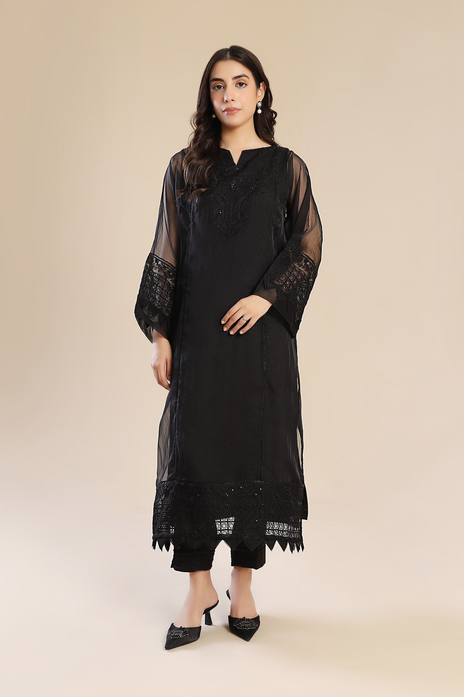 3 Piece Embroidered Organza Suit