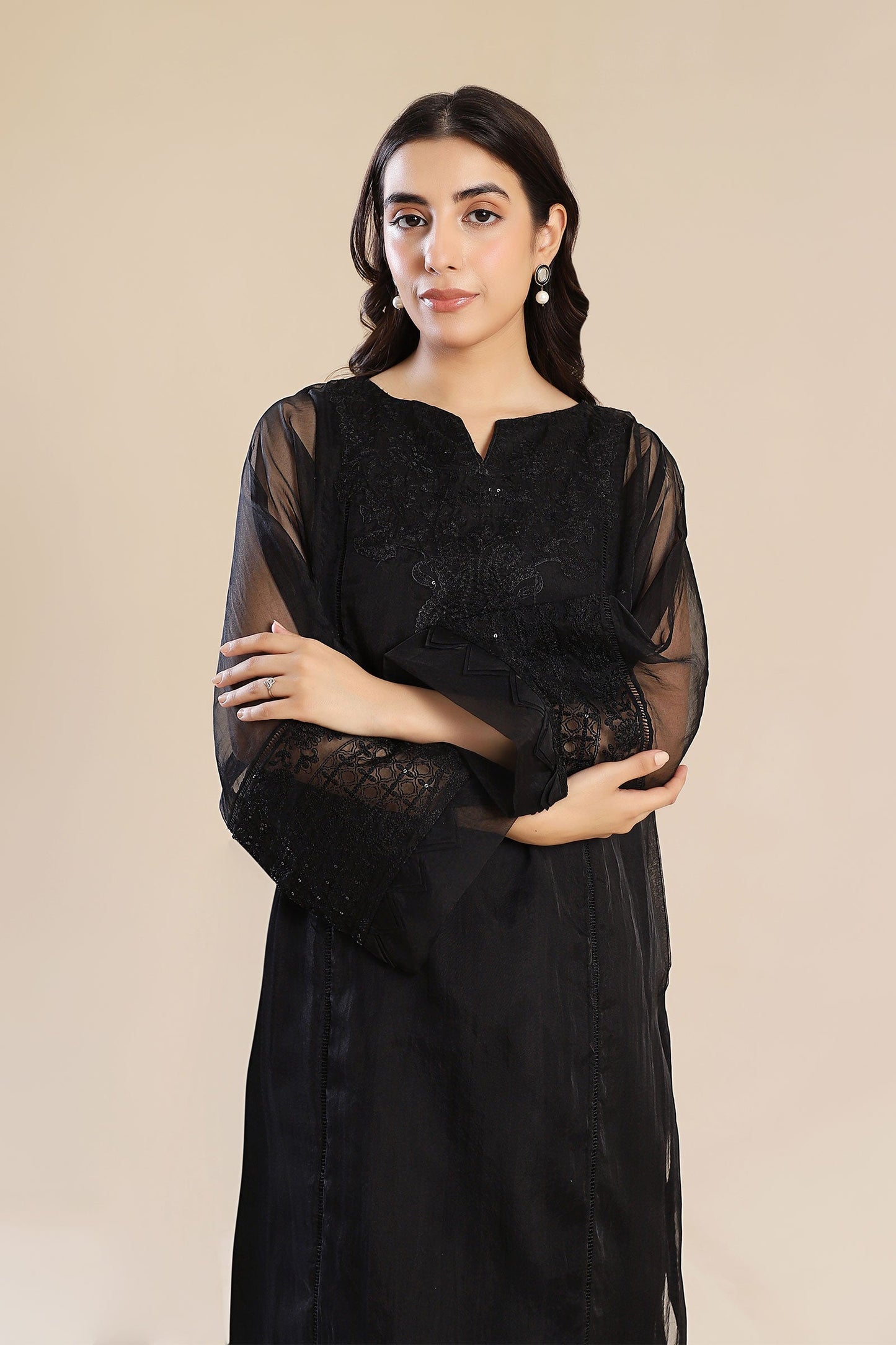 3 Piece Embroidered Organza Suit
