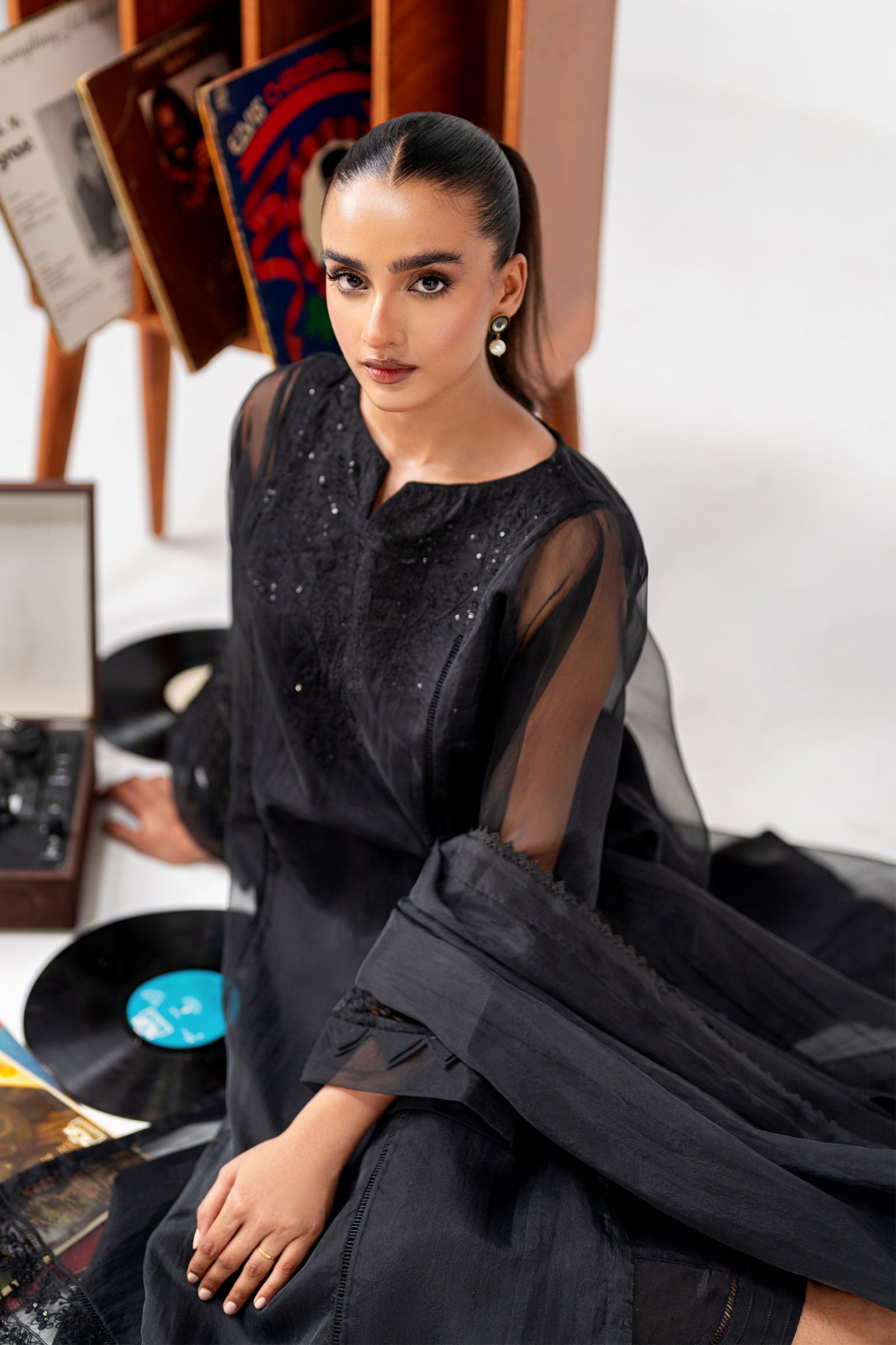 3 Piece Embroidered Organza Suit