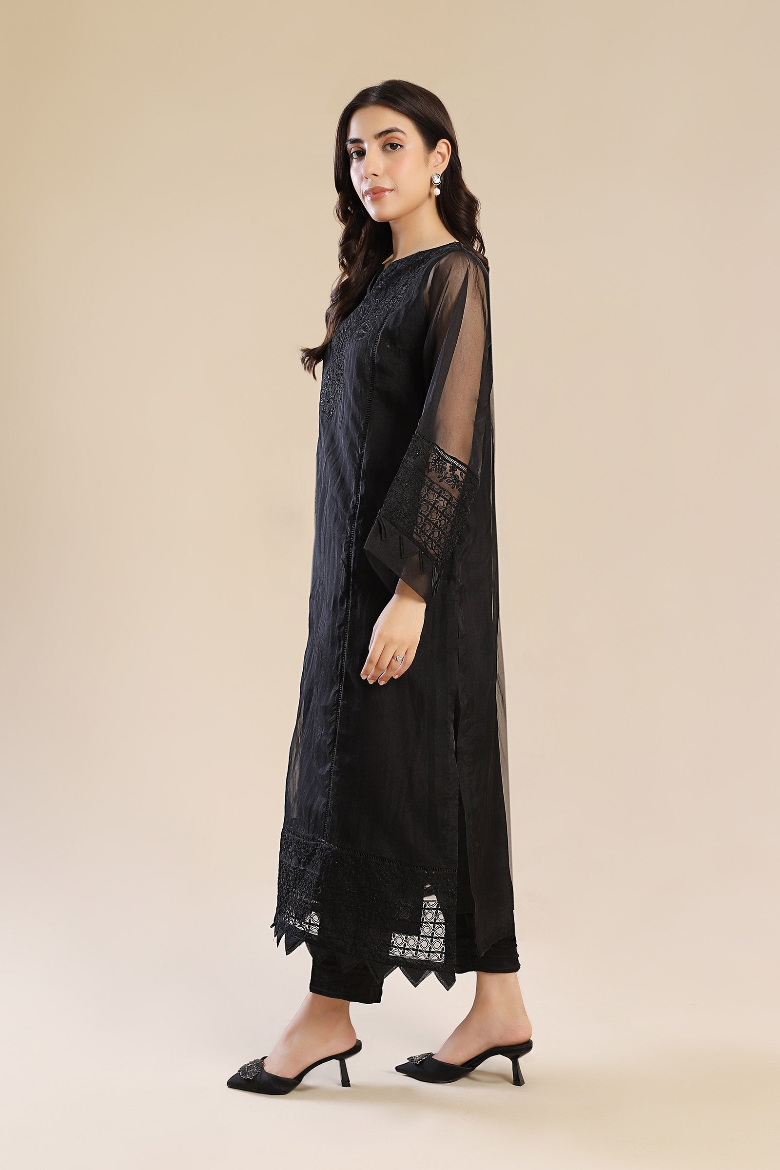 3 Piece Embroidered Organza Suit
