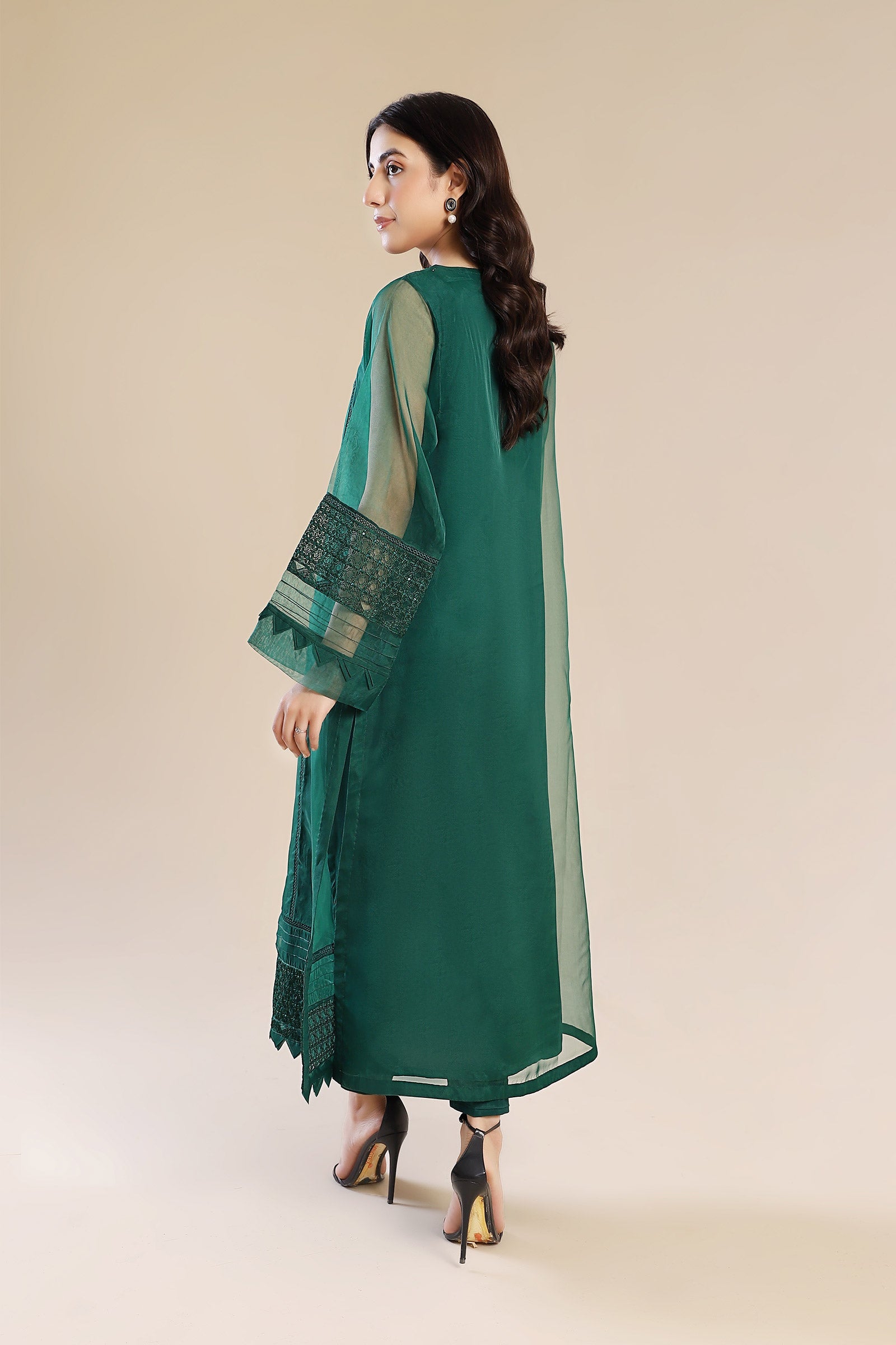 3 Piece Embroidered Organza Suit