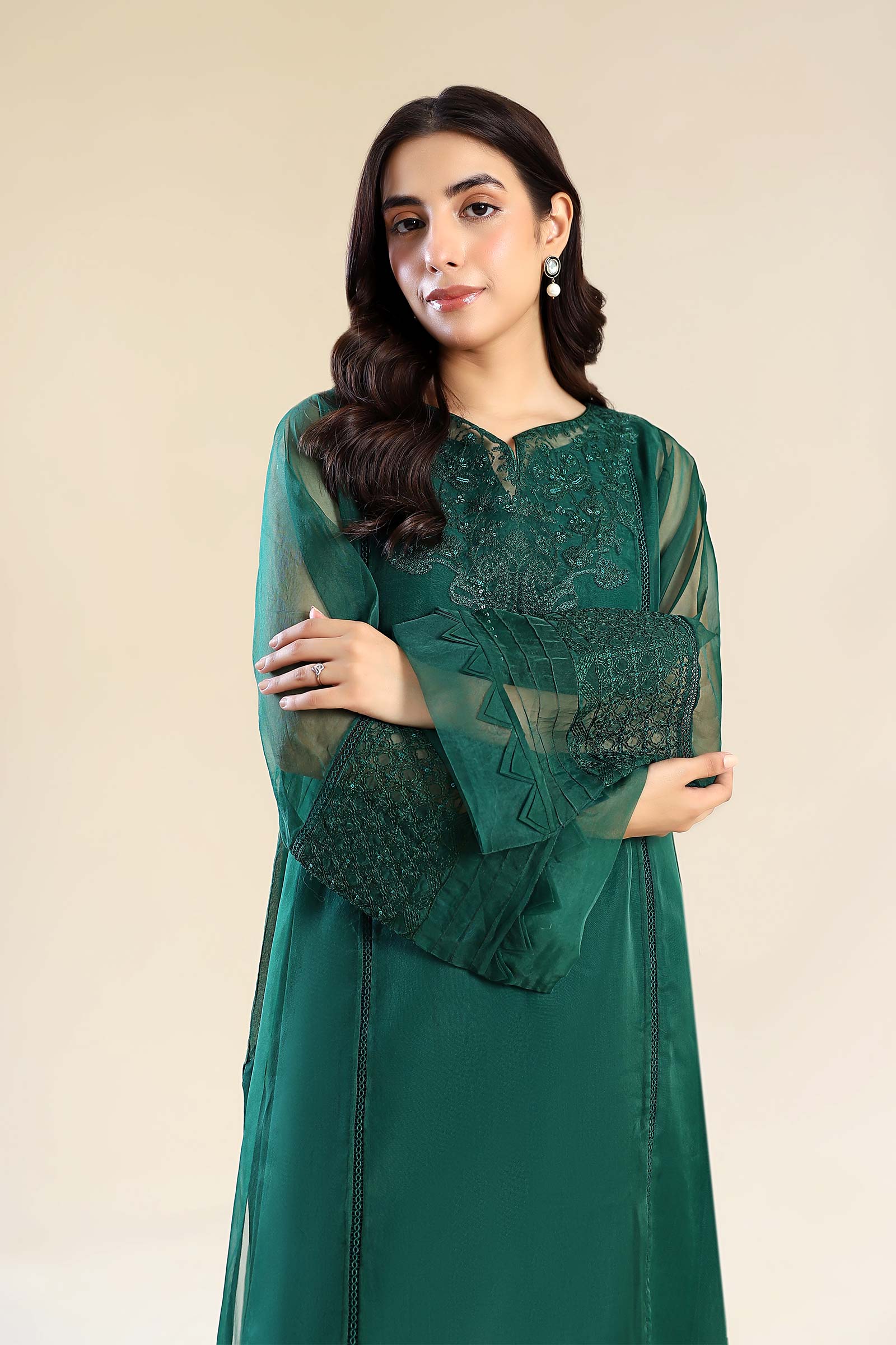 3 Piece Embroidered Organza Suit