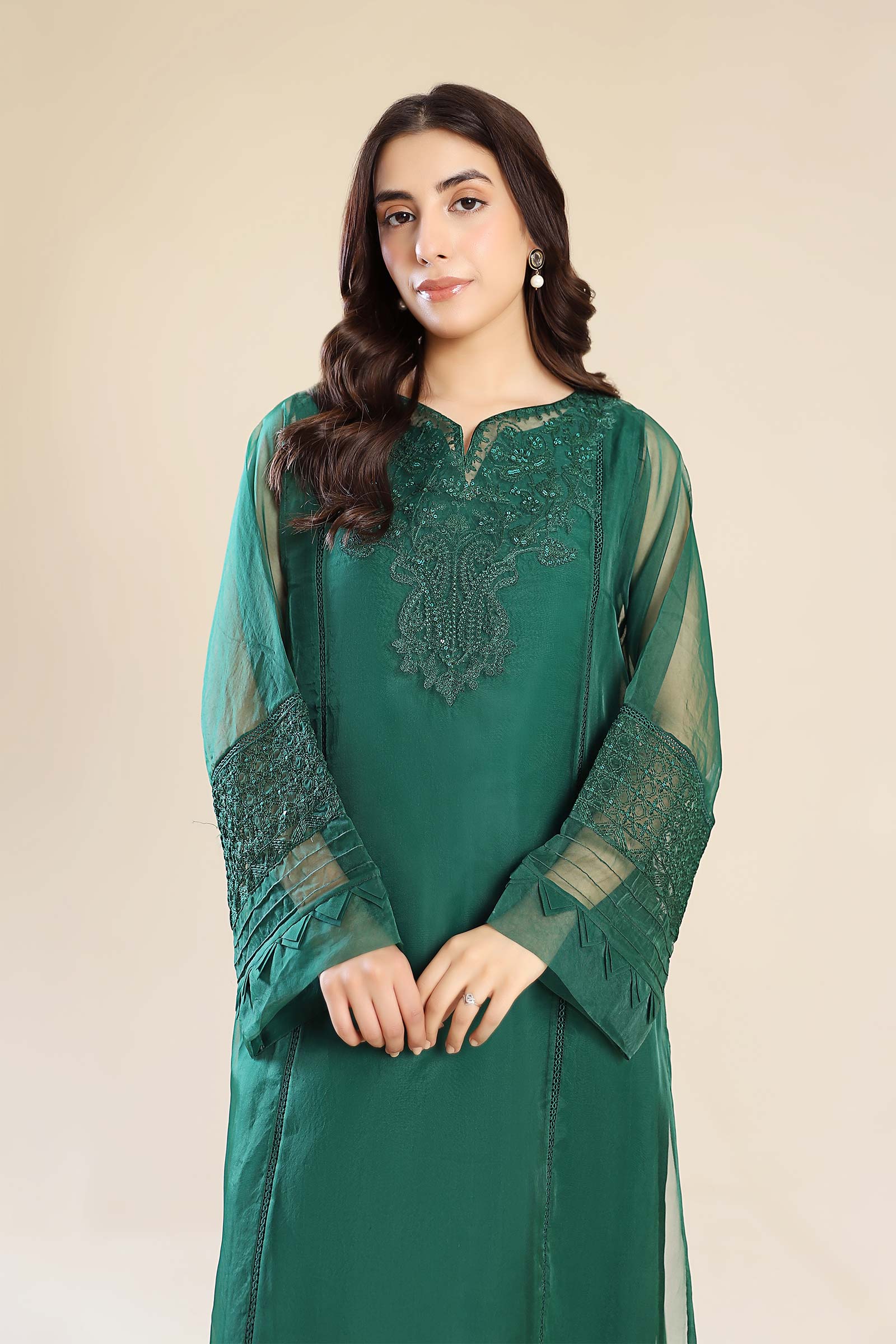 3 Piece Embroidered Organza Suit