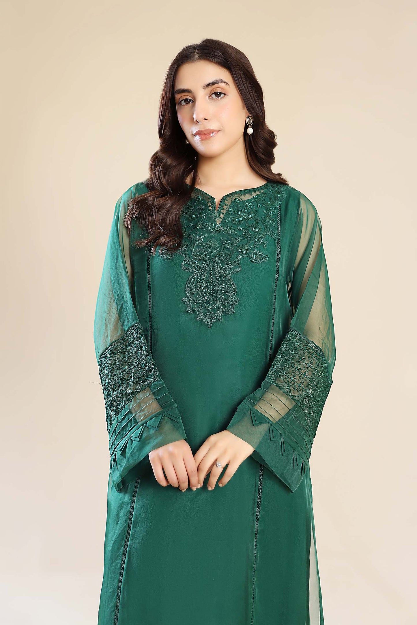 3 Piece Embroidered Organza Suit
