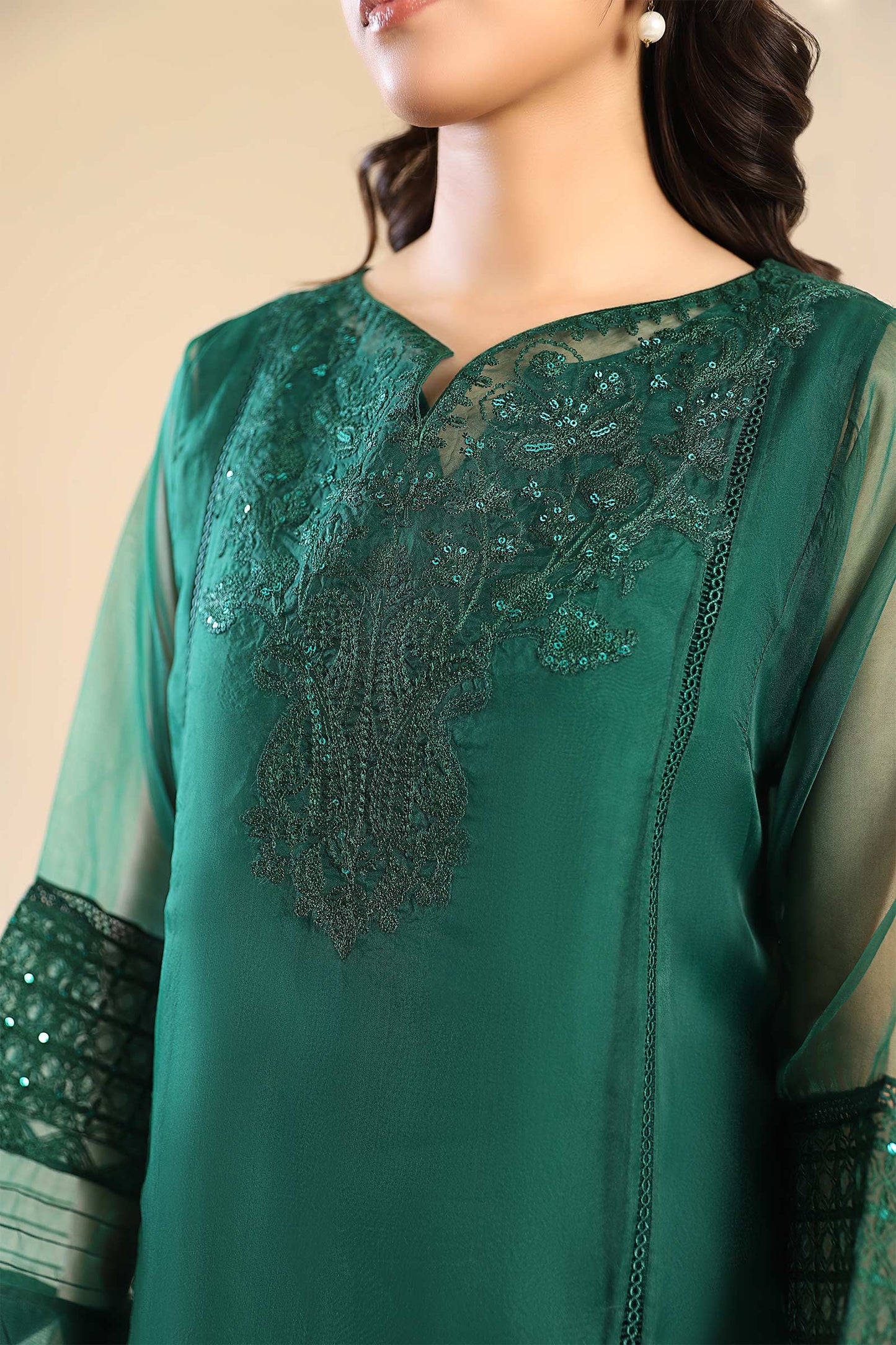 3 Piece Embroidered Organza Suit