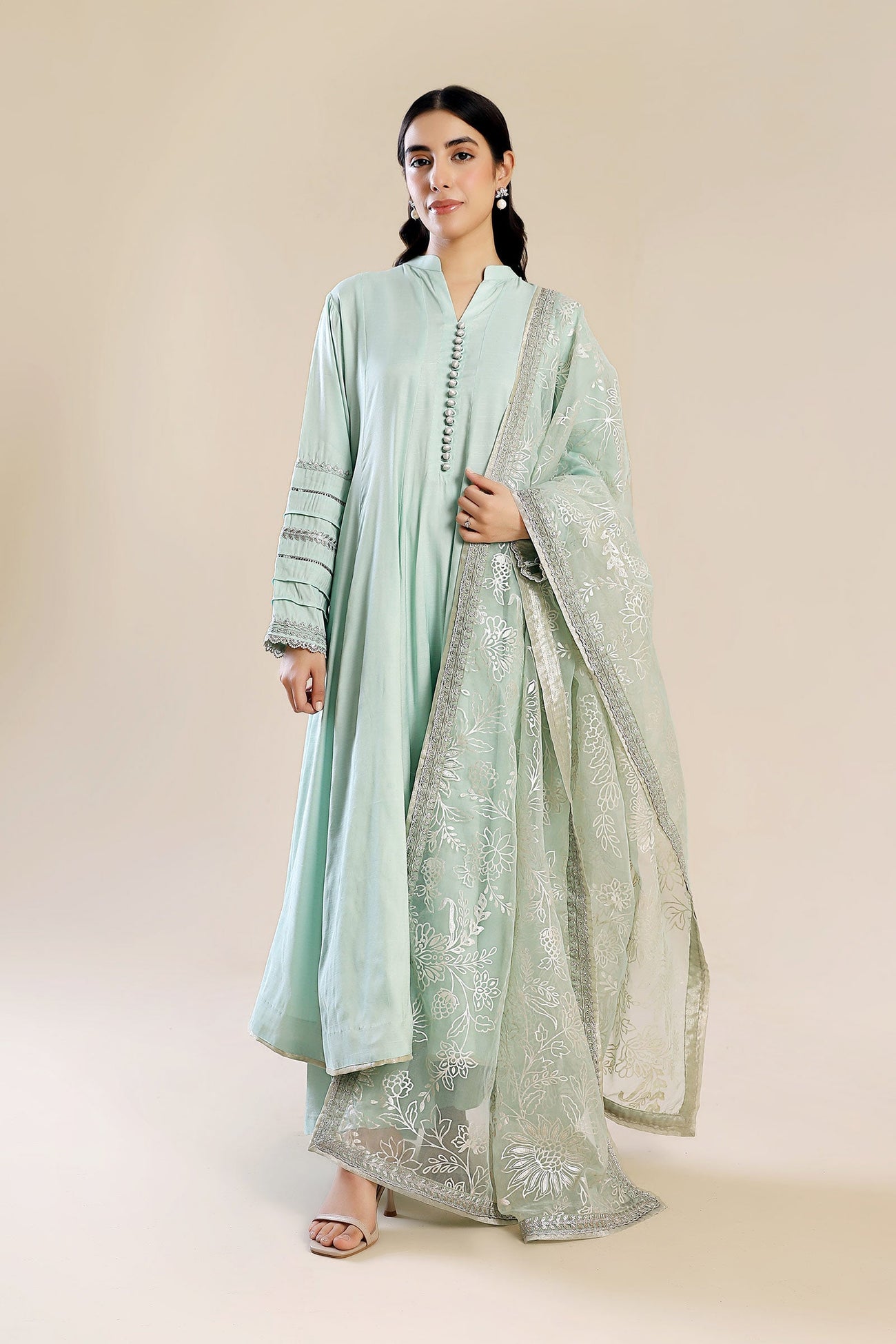 2 Pc Embroidered Raw Silk Suit