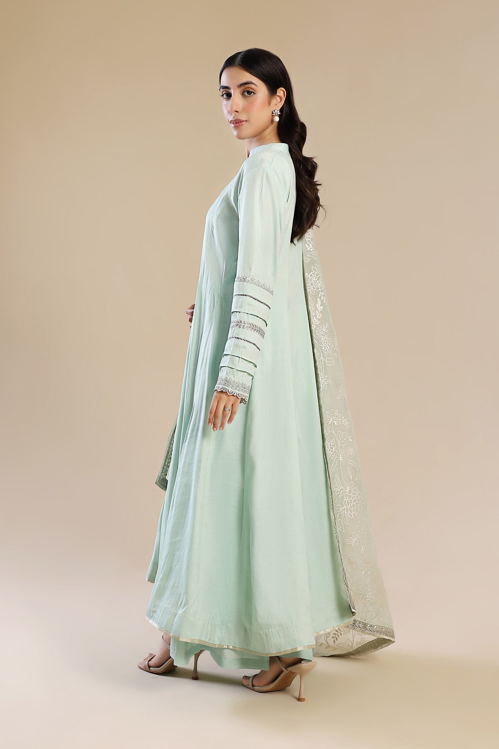 2 Pc Embroidered Raw Silk Suit