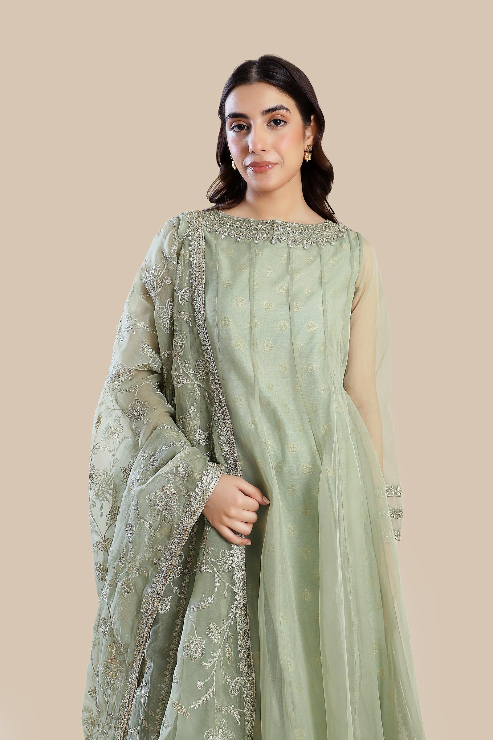 2 Pc Embroidered Organza Suit