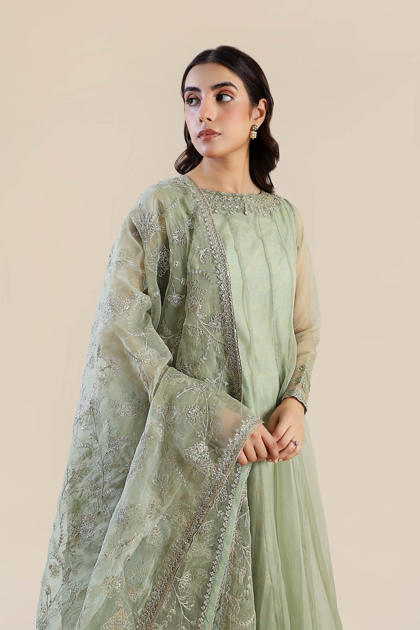 2 Pc Embroidered Organza Suit