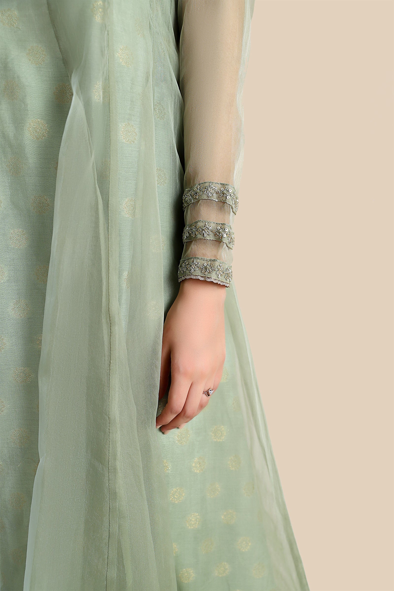 2 Pc Embroidered Organza Suit