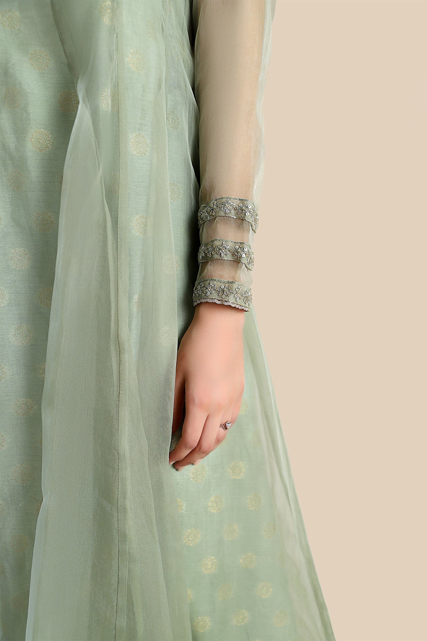 2 Pc Embroidered Organza Suit