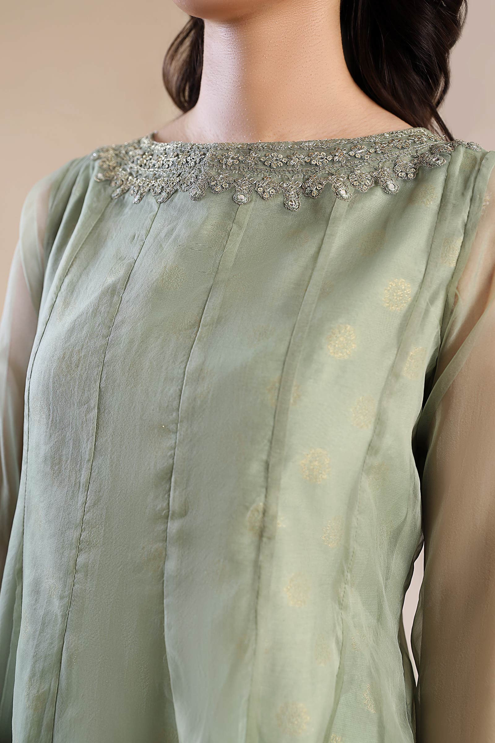 2 Pc Embroidered Organza Suit