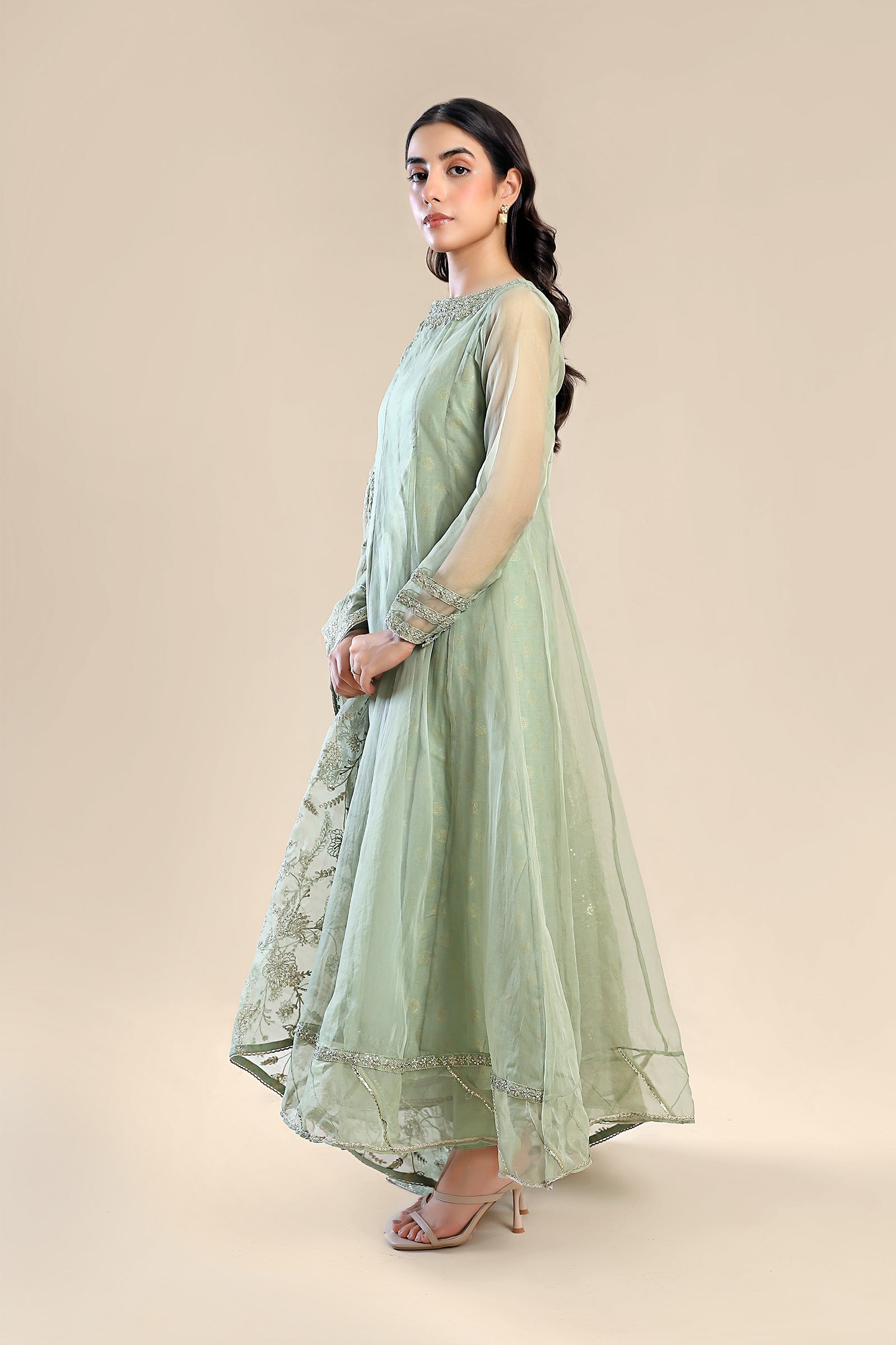 2 Pc Embroidered Organza Suit