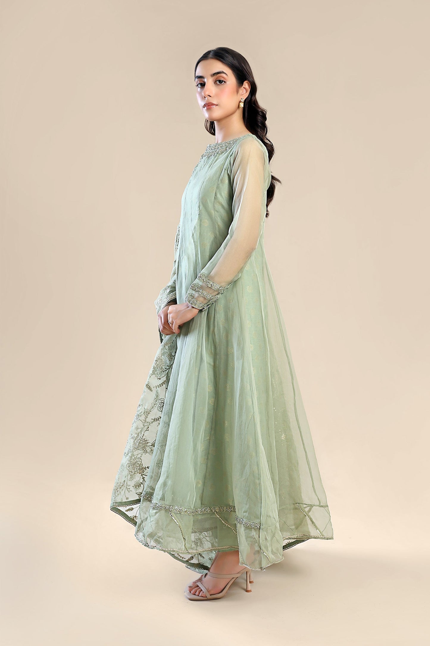 2 Pc Embroidered Organza Suit