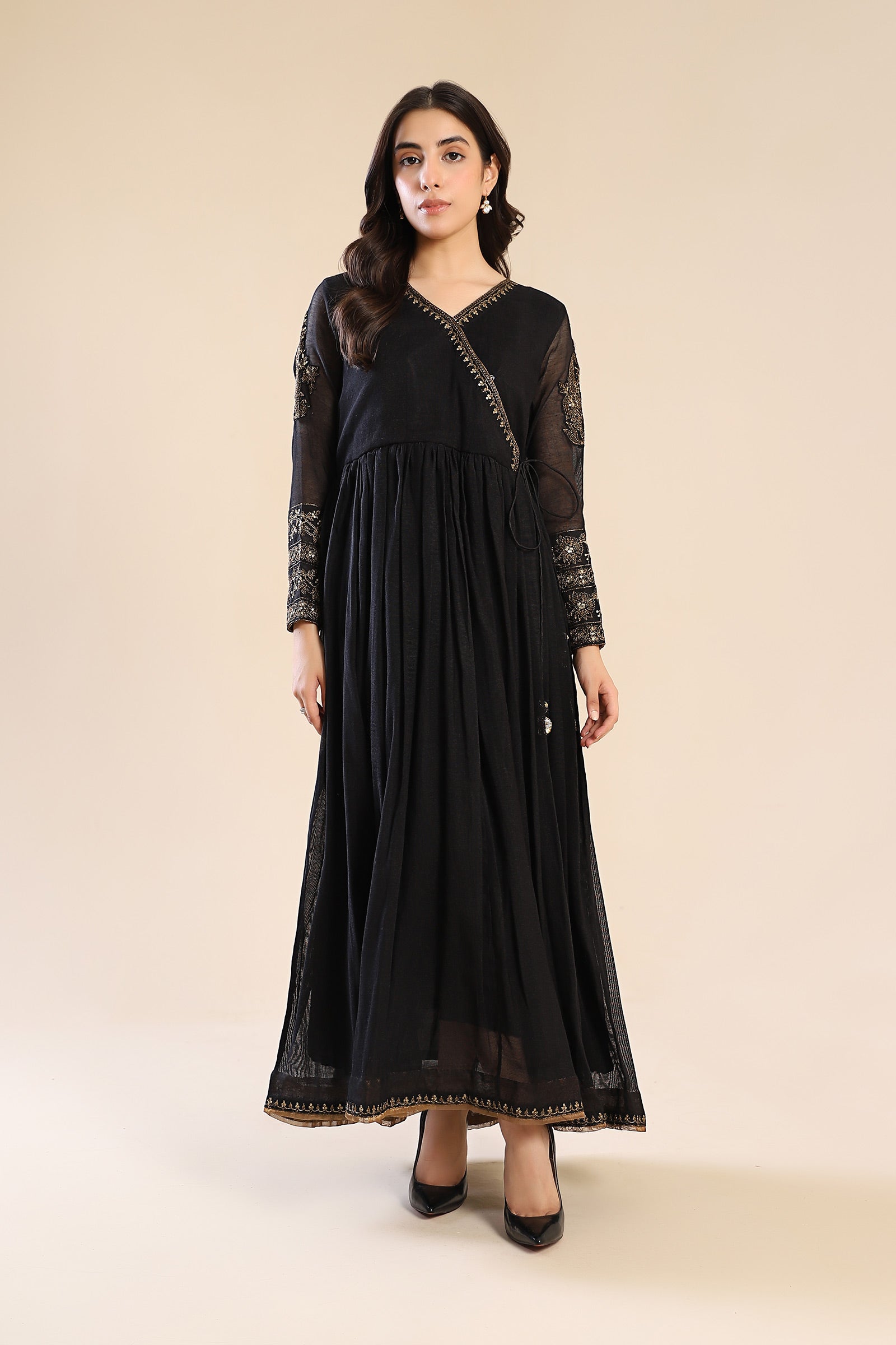 Embroidered Cotton Net Angrakha