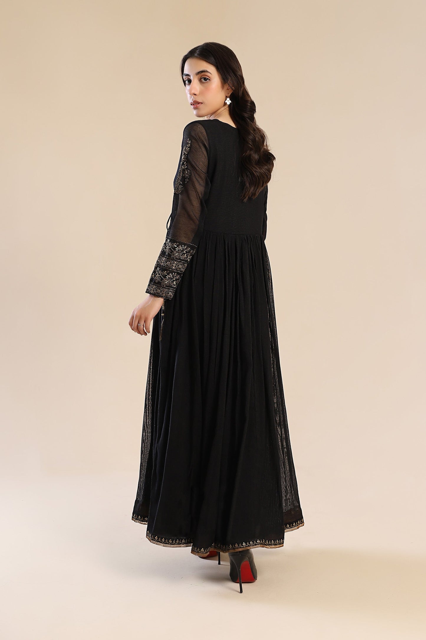 Embroidered Cotton Net Angrakha
