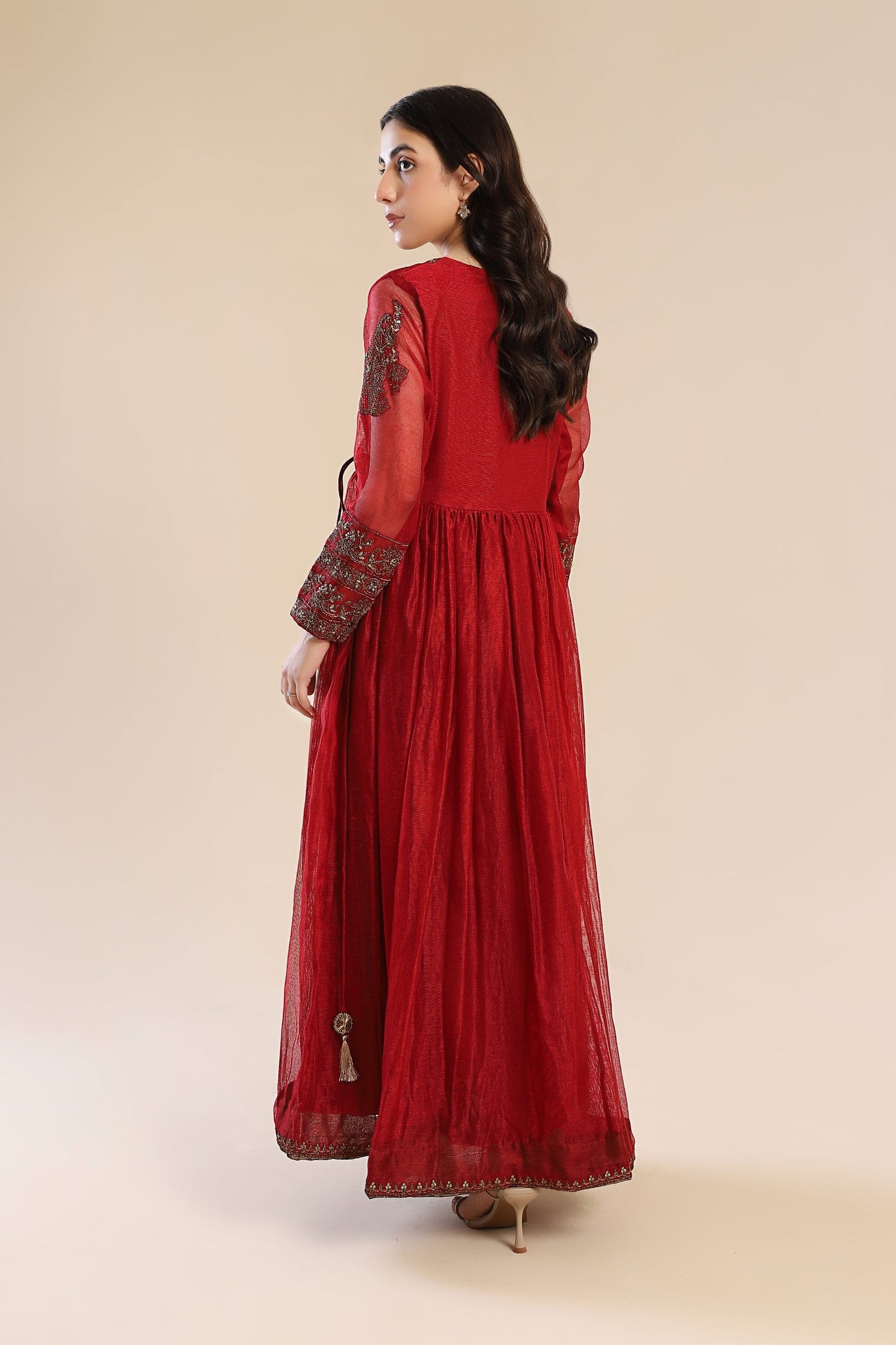 Embroidered Cotton Net Angrakha
