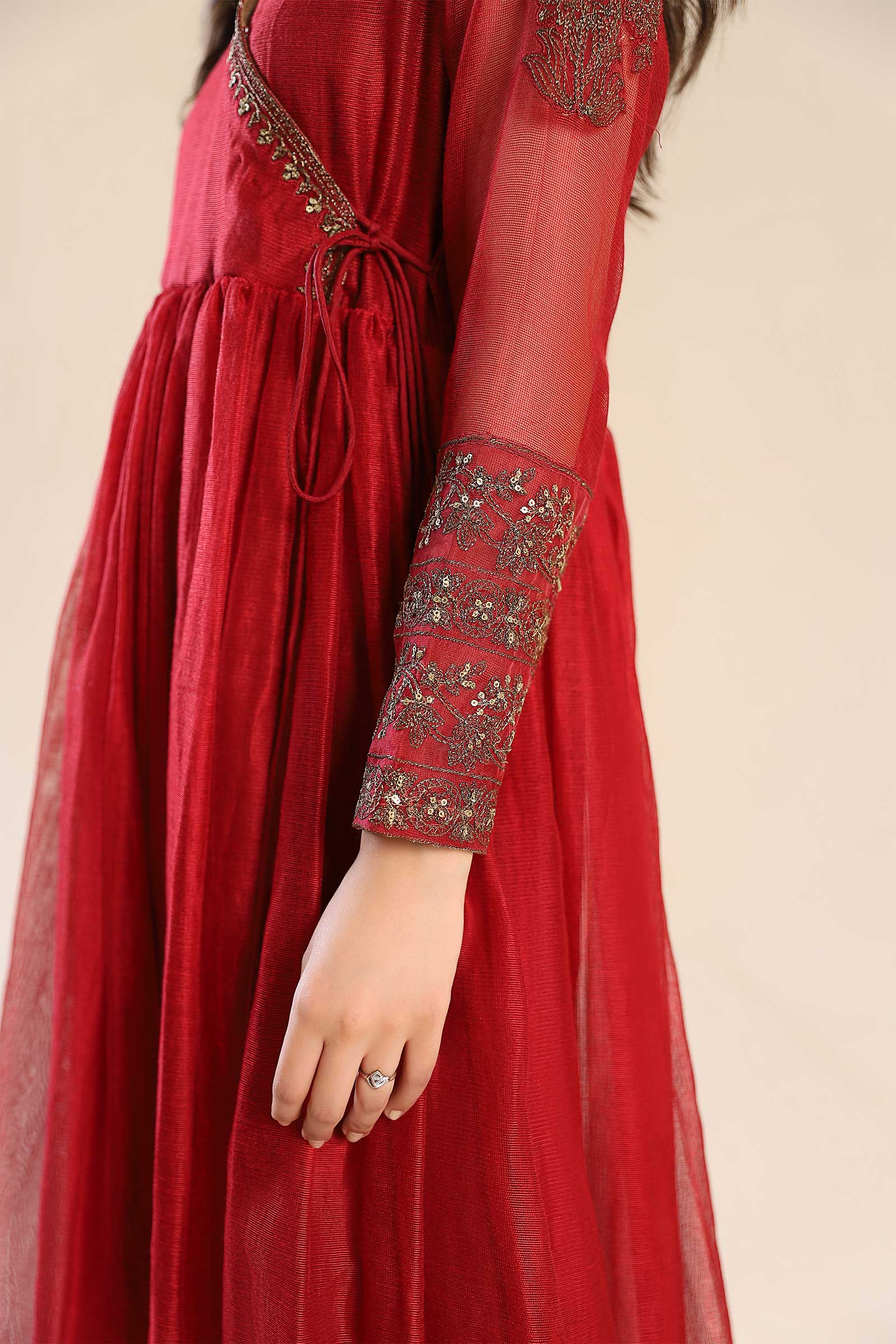 Embroidered Cotton Net Angrakha