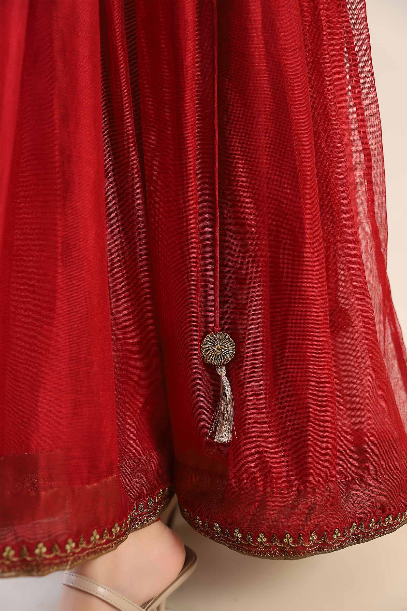 Embroidered Cotton Net Angrakha