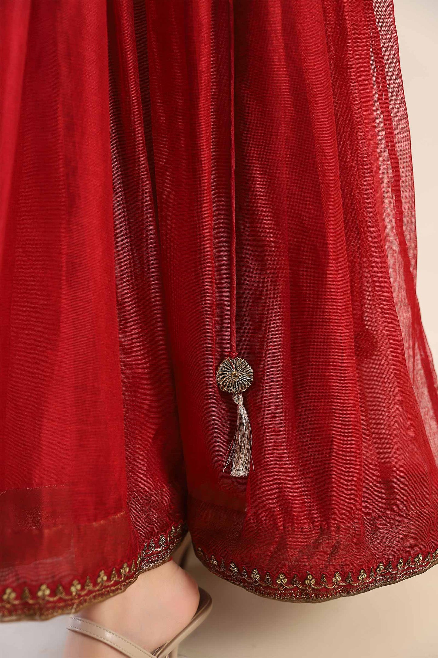 Embroidered Cotton Net Angrakha