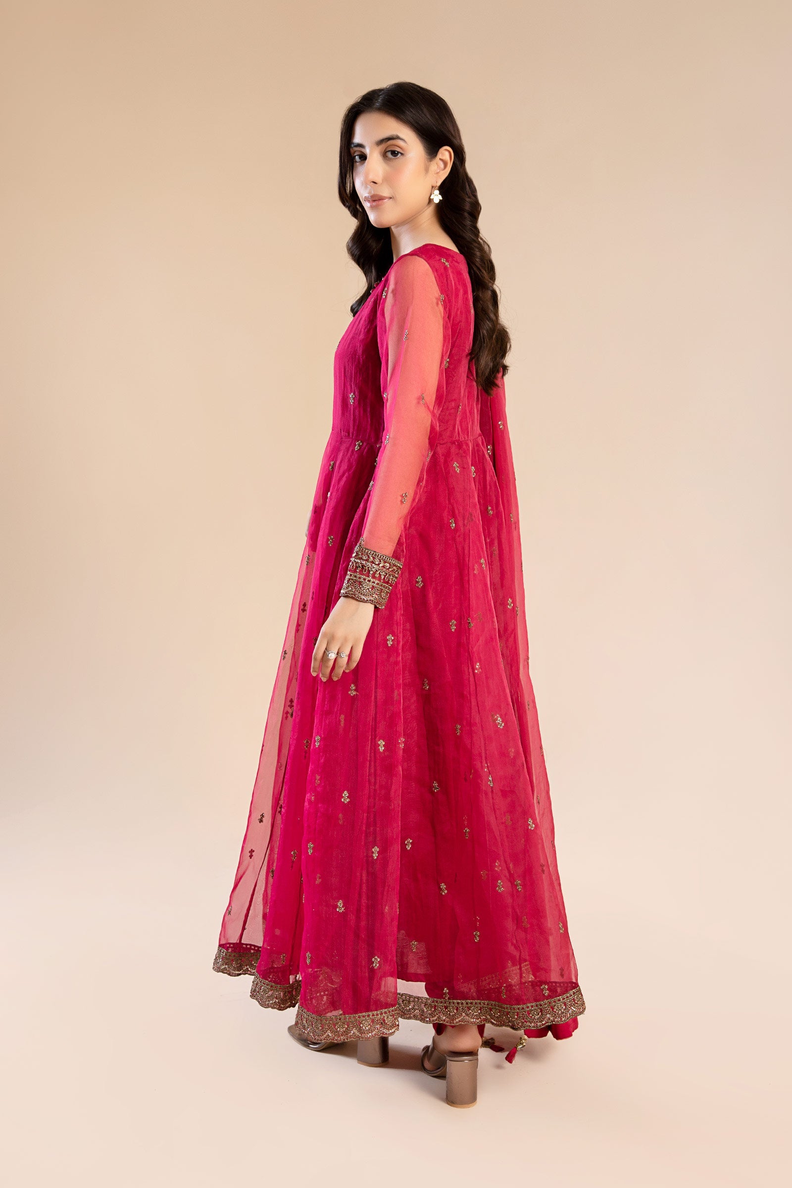 2 Piece Embroidered Poly Organza Suit