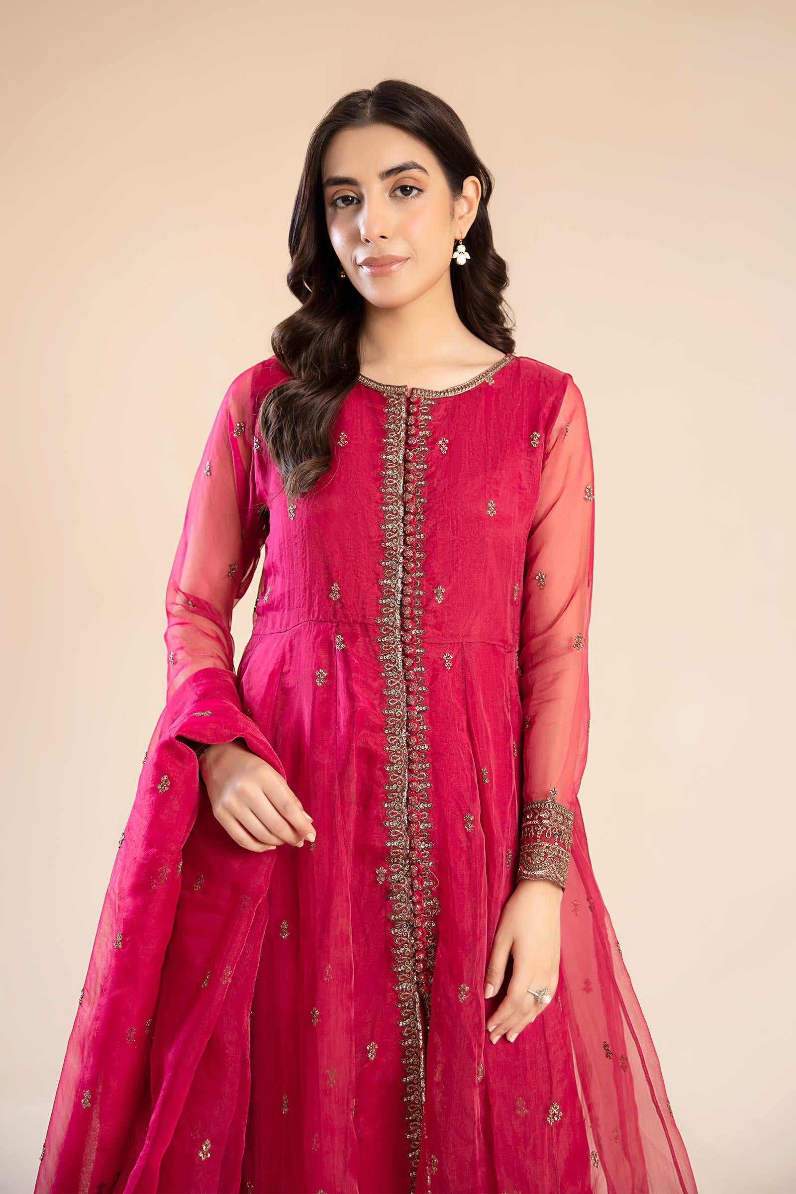 2 Piece Embroidered Poly Organza Suit