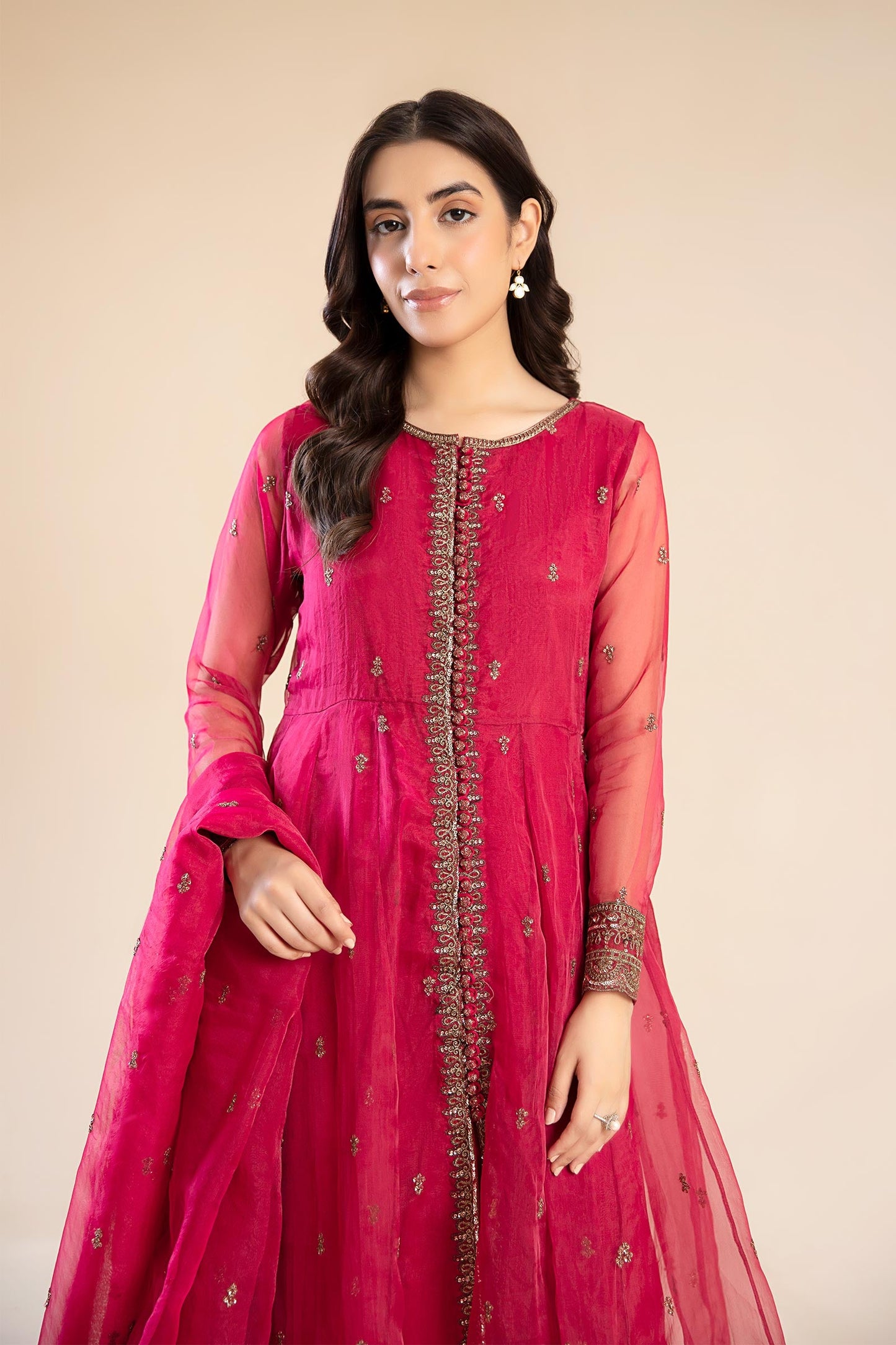 2 Piece Embroidered Poly Organza Suit