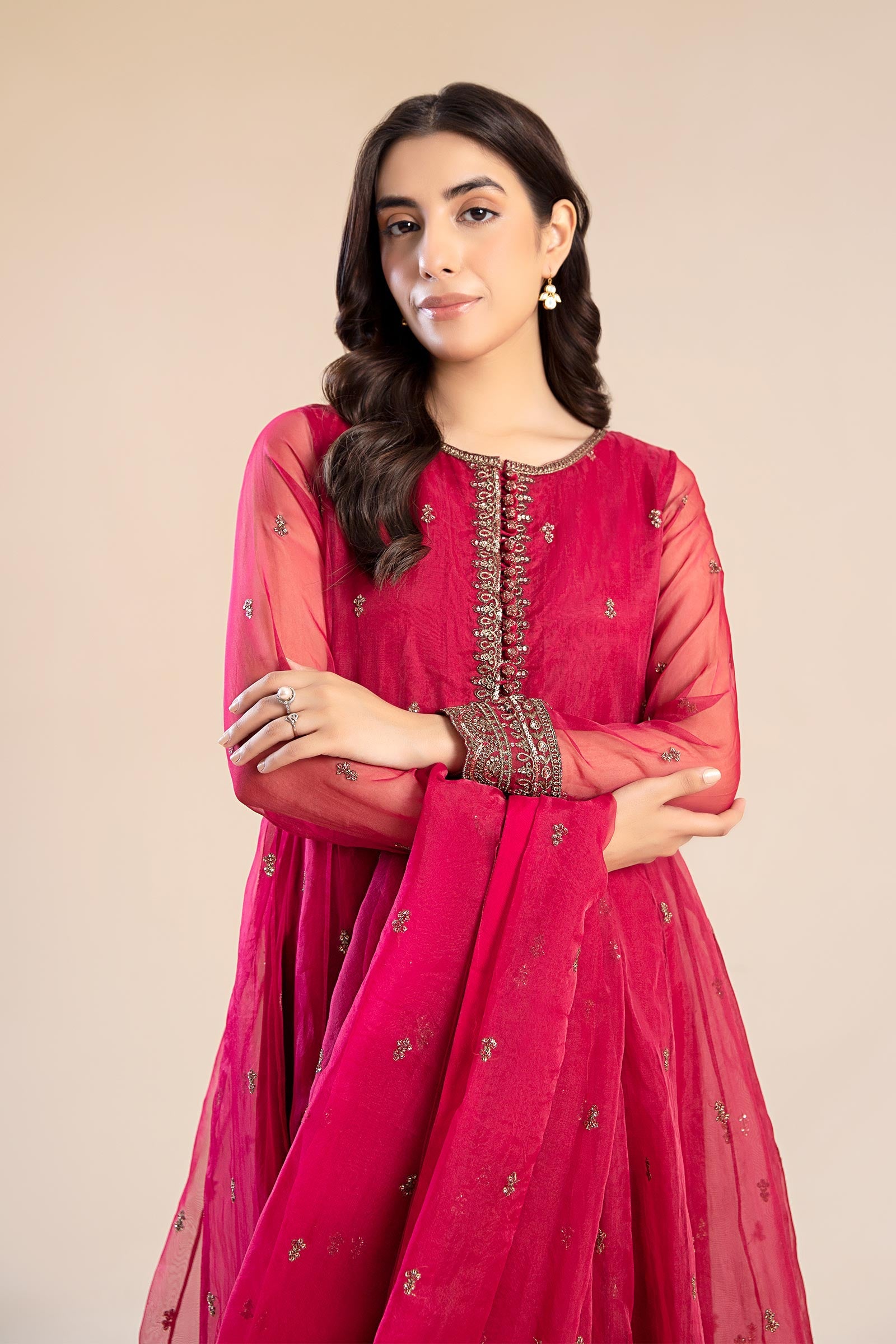 2 Piece Embroidered Poly Organza Suit