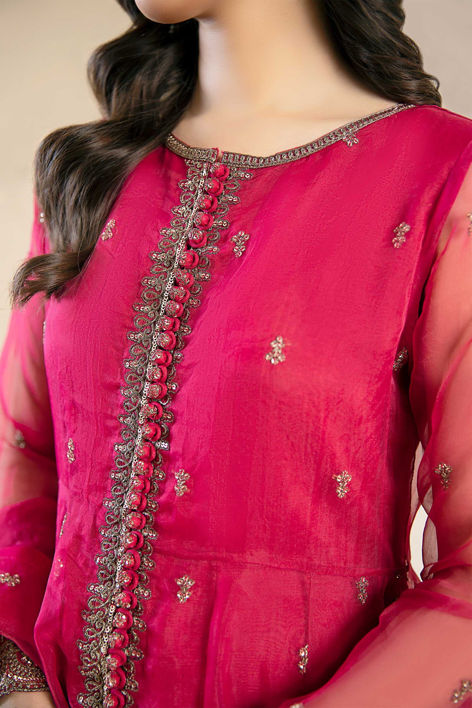 2 Piece Embroidered Poly Organza Suit