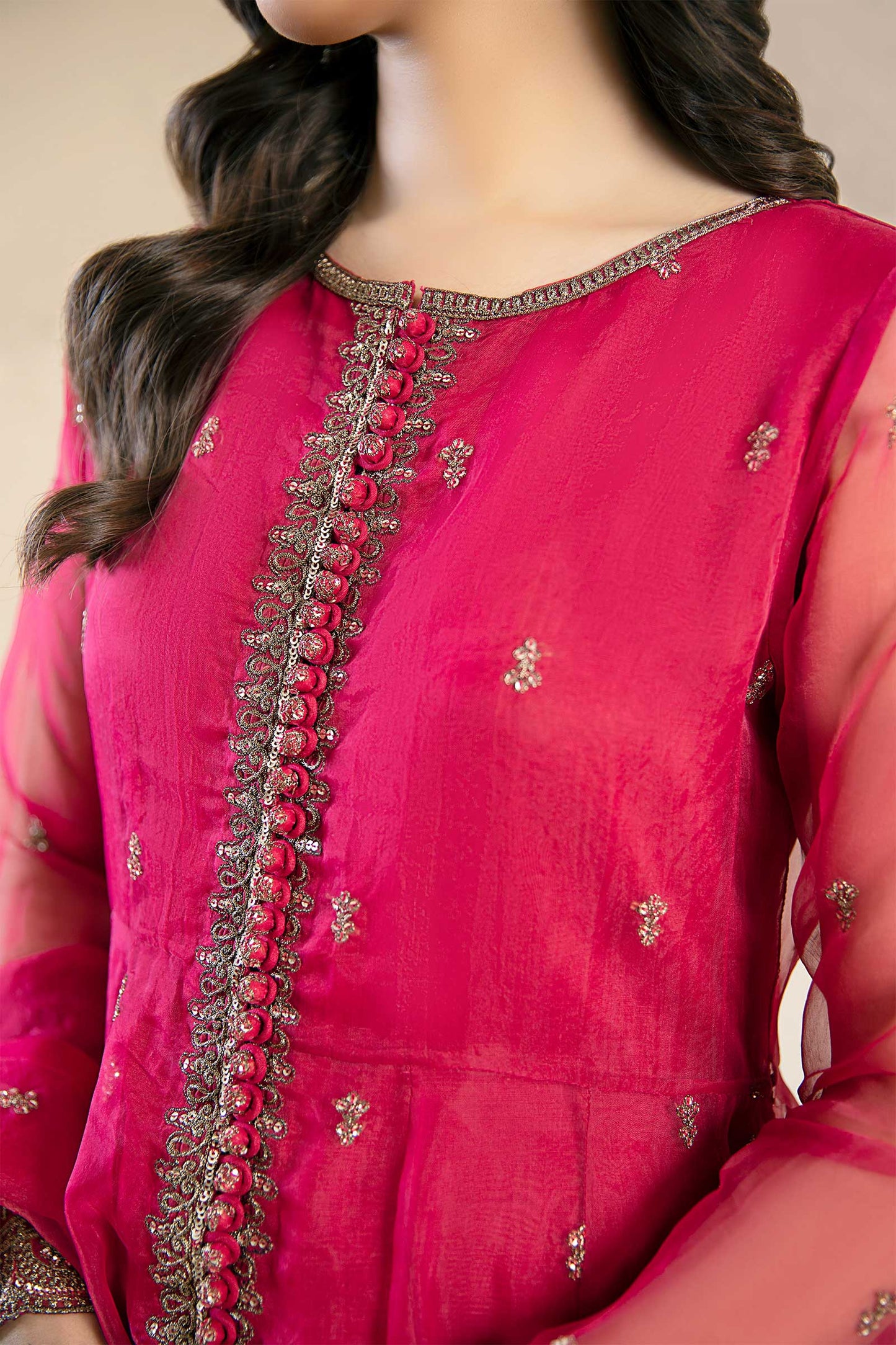2 Piece Embroidered Poly Organza Suit