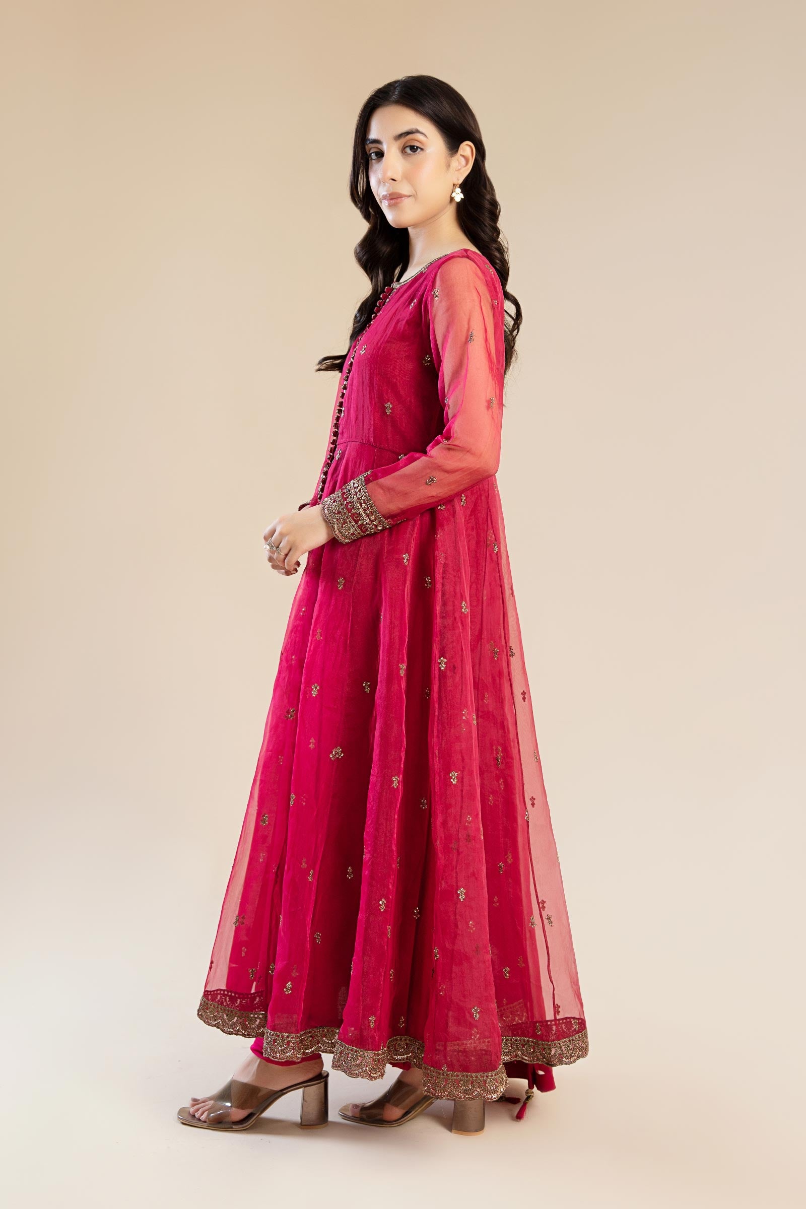 2 Piece Embroidered Poly Organza Suit