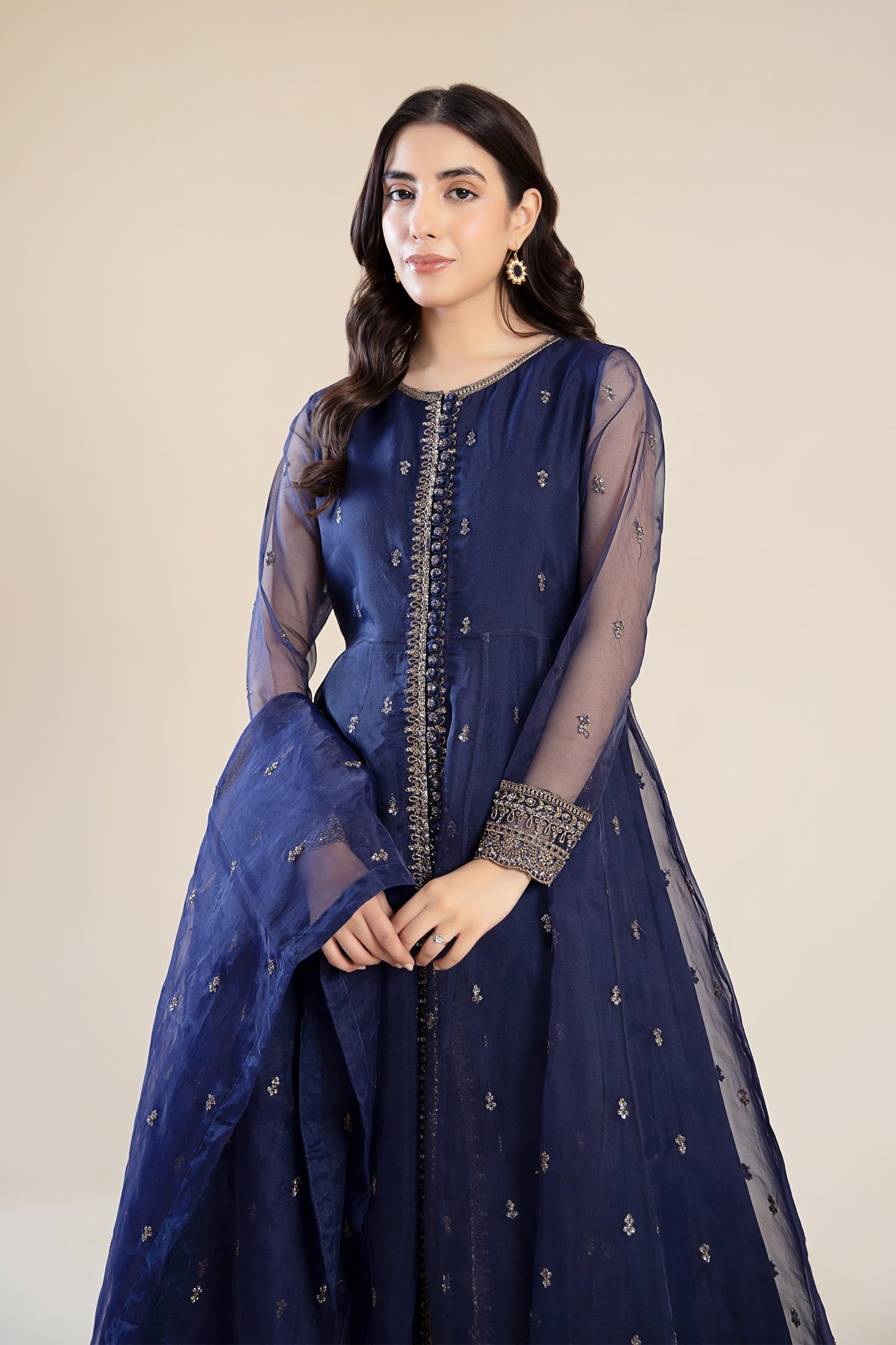 2 Piece Embroidered Poly Organza Suit