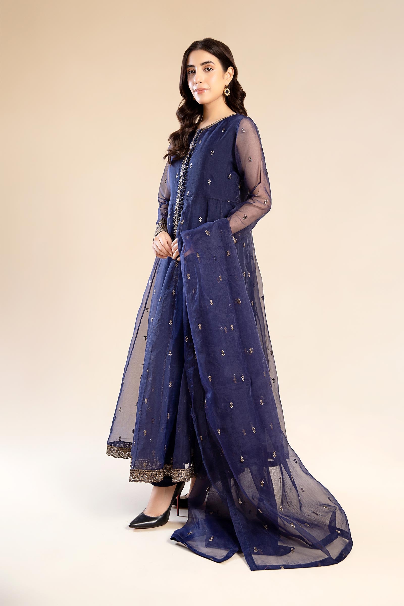 2 Piece Embroidered Poly Organza Suit