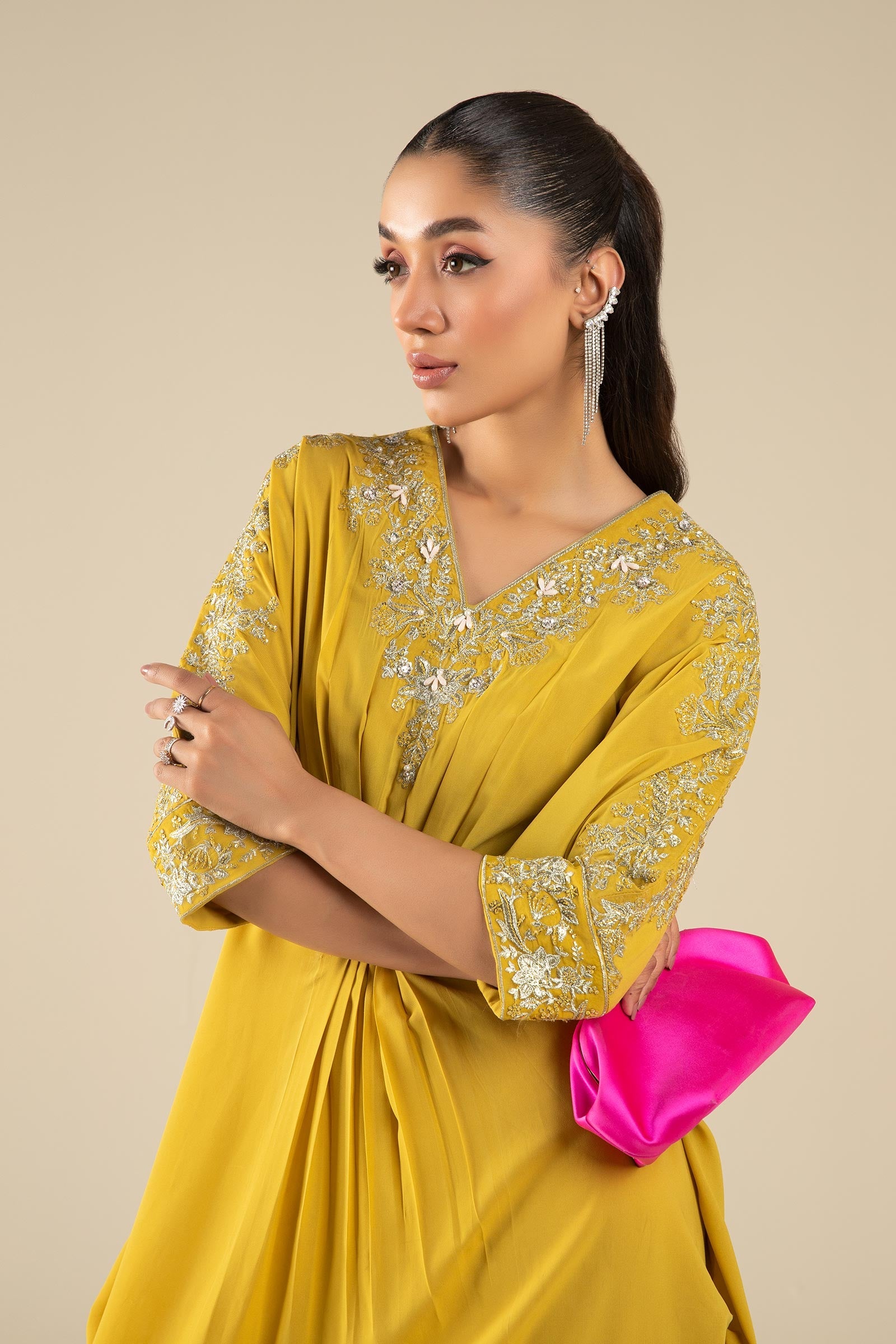 Embroidered Crepe Kaftan
