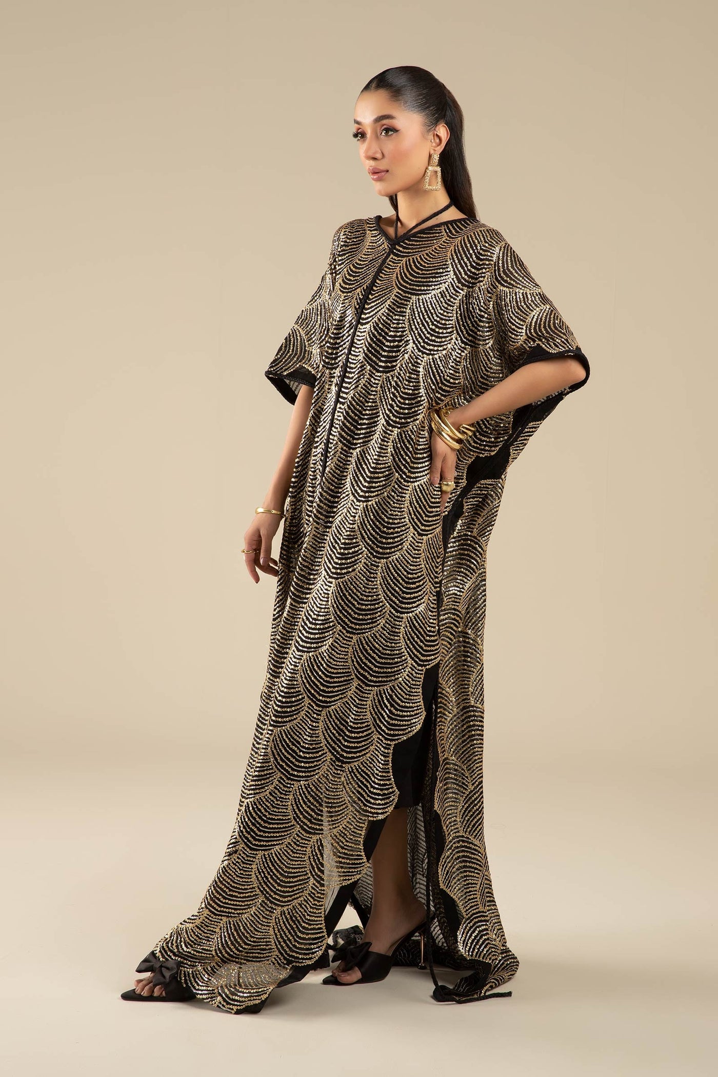 Embroidered Chiffon Kaftan | MB-FS25-13