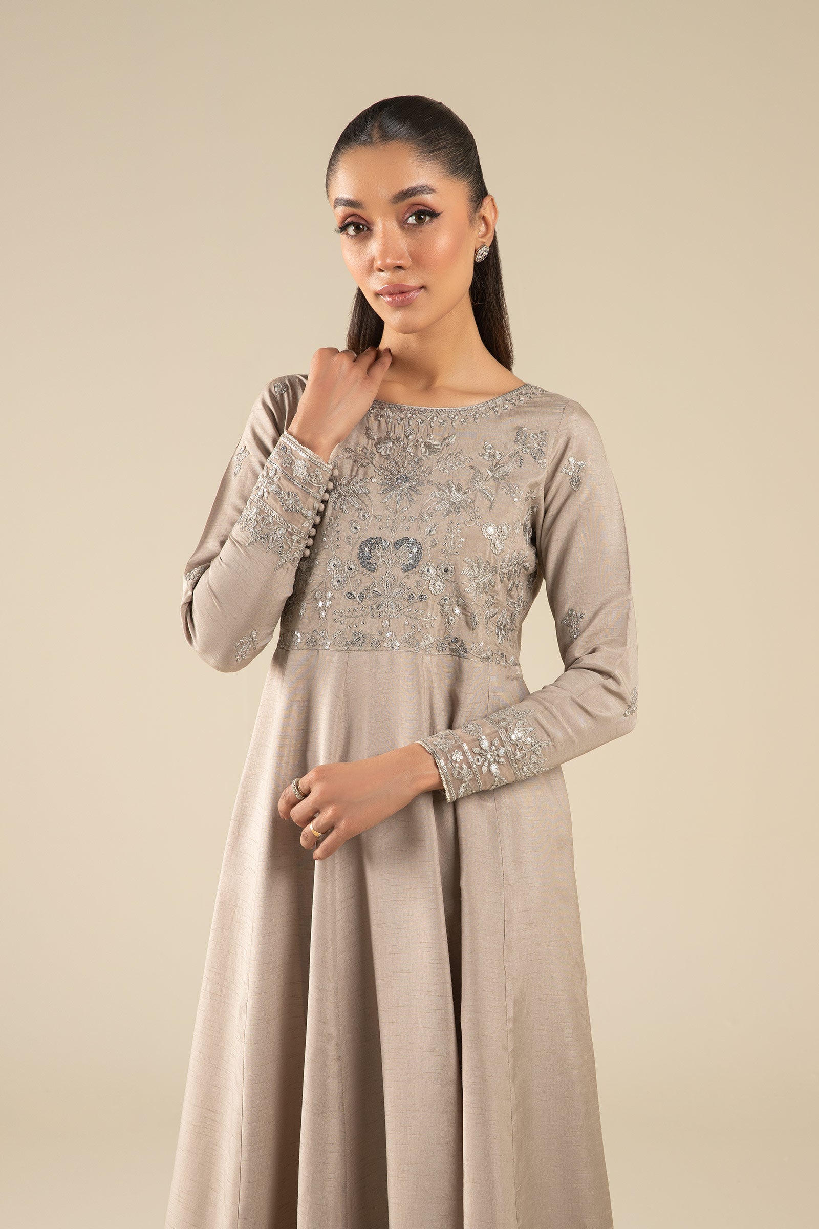 Embroidered Raw Silk Pishwas
