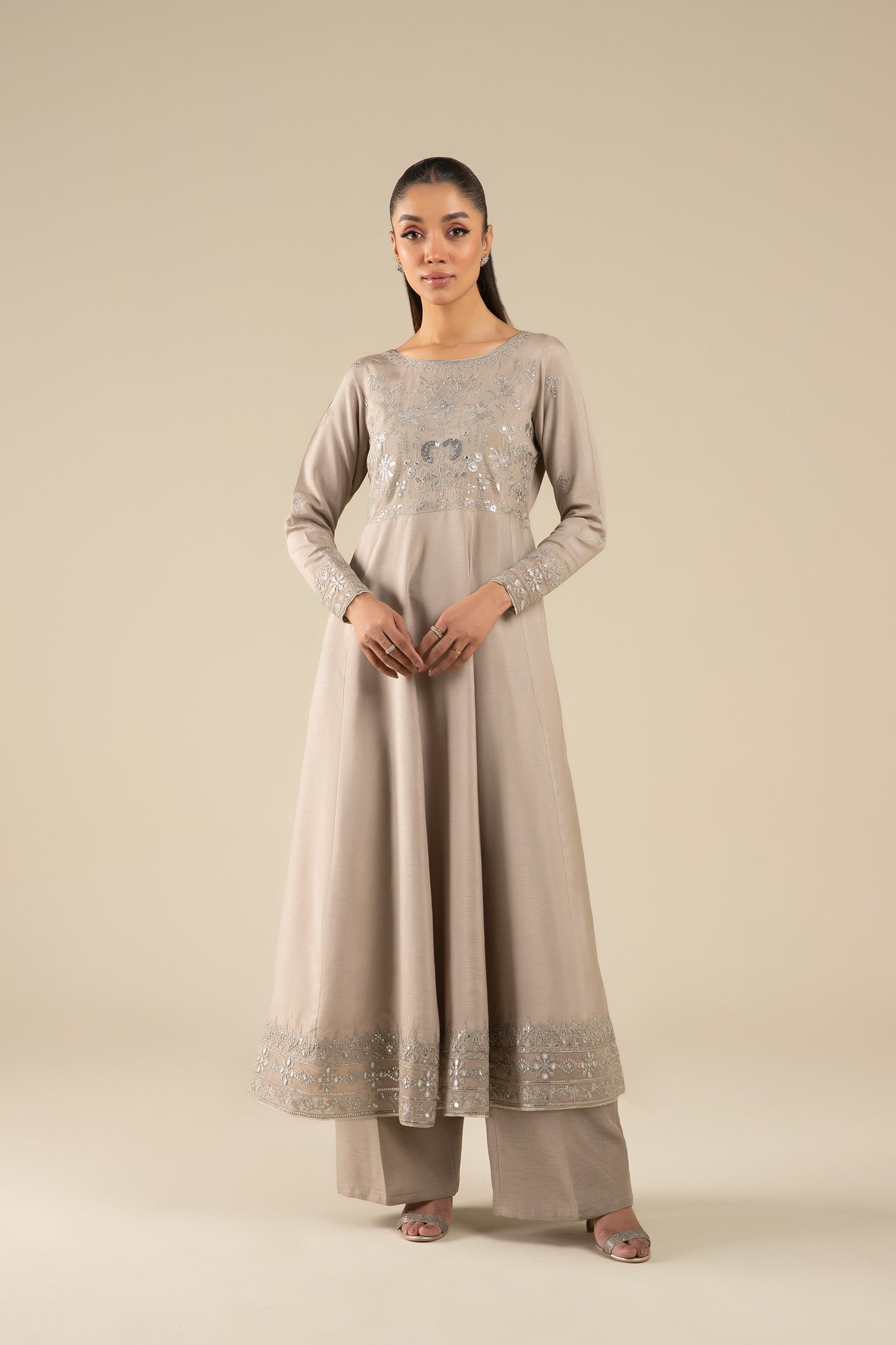 Embroidered Raw Silk Pishwas