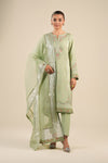 2 Pc Embroidered Raw Silk Suit