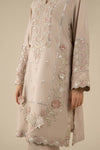 3 Pc Embroidered Two Tone Silk Suit