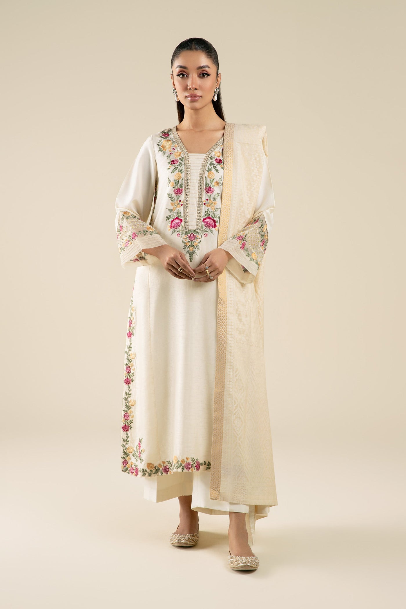 2 Pc Embroidered Bemberg Raw Silk Suit | MB-FS25-24