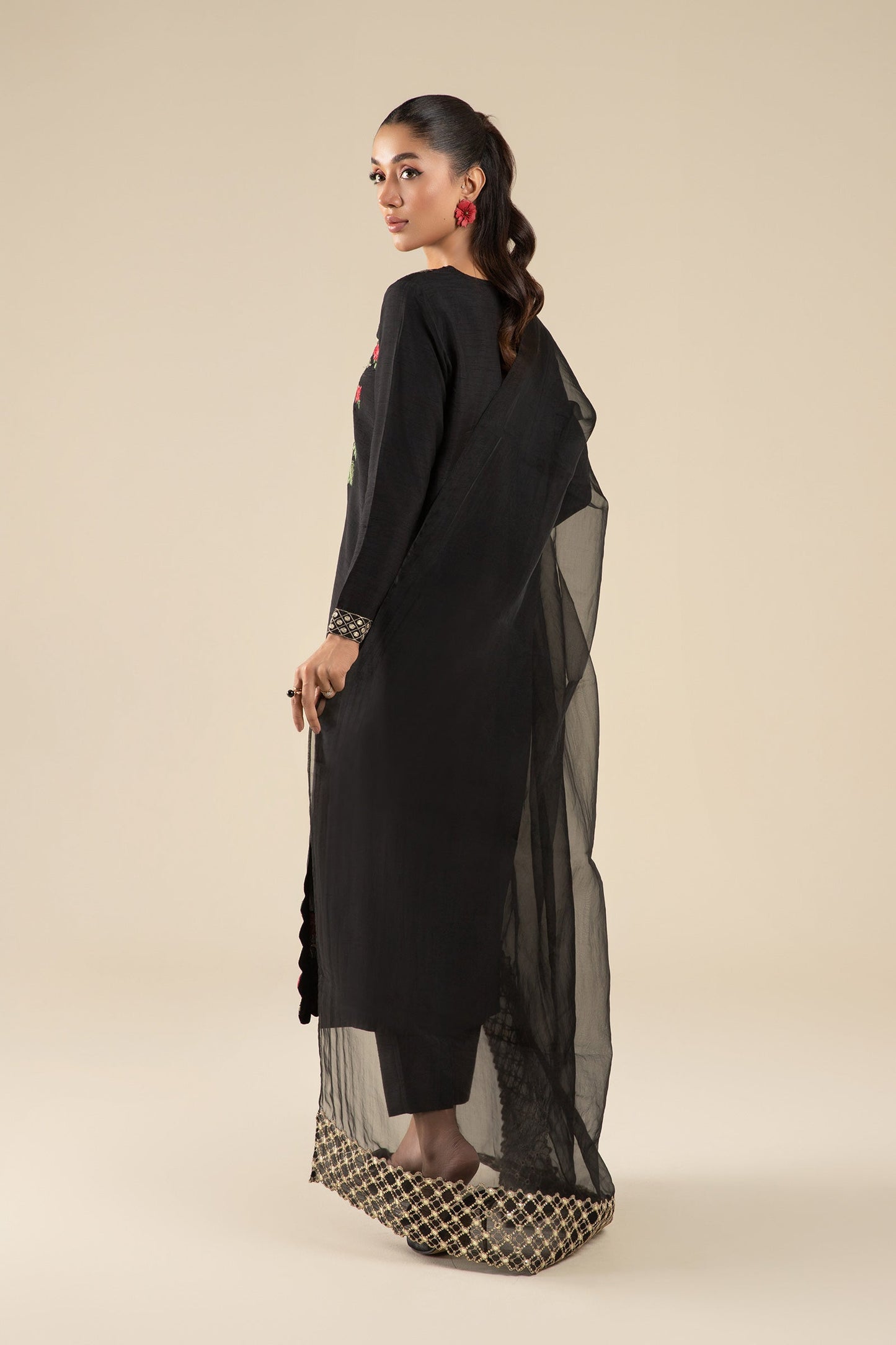 2 Pc Embroidered Raw Silk Suit