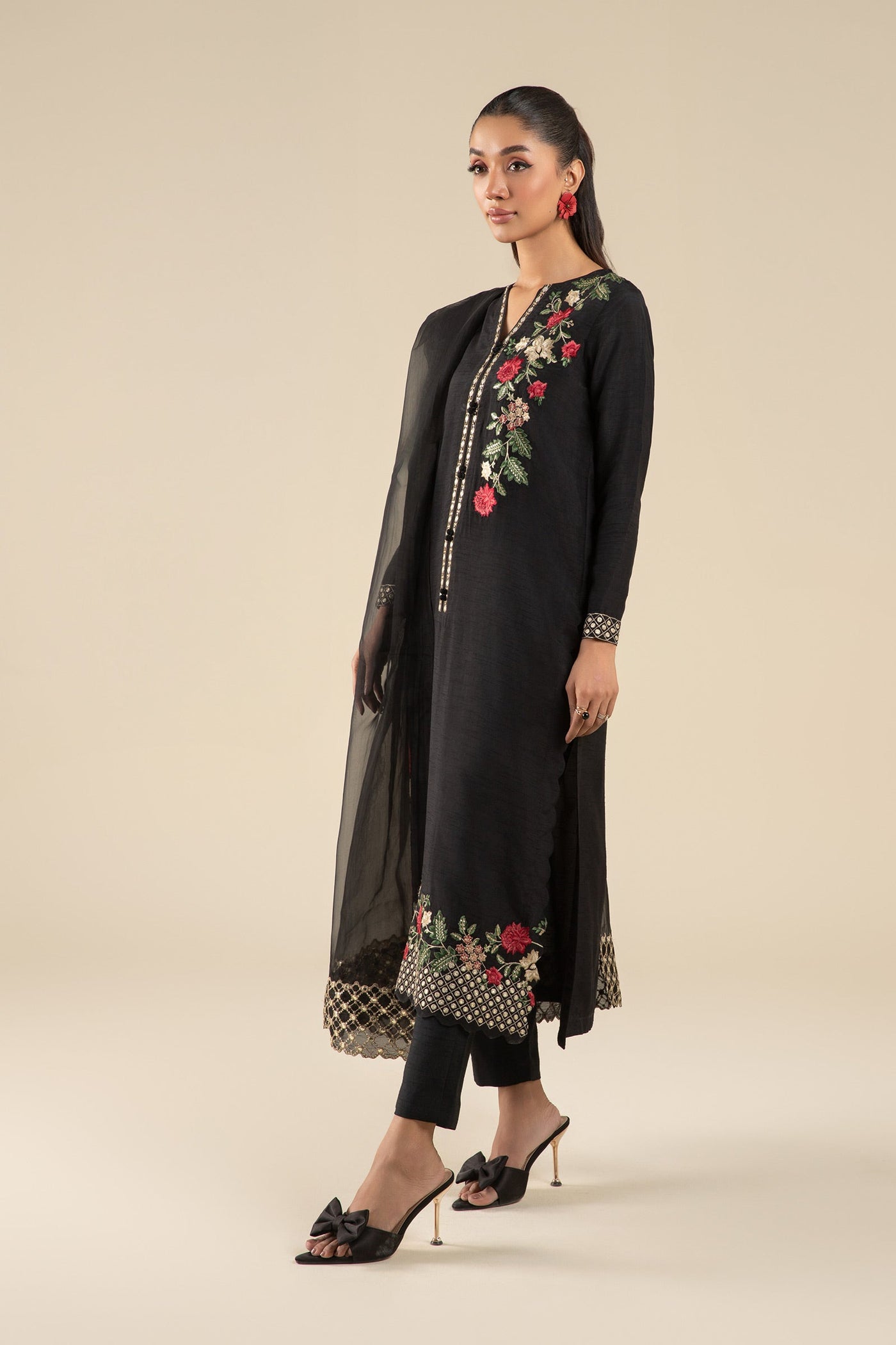 2 Pc Embroidered Raw Silk Suit | MB-FS25-26