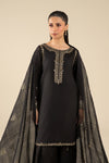 3 Pc Embroidered Raw Silk Suit