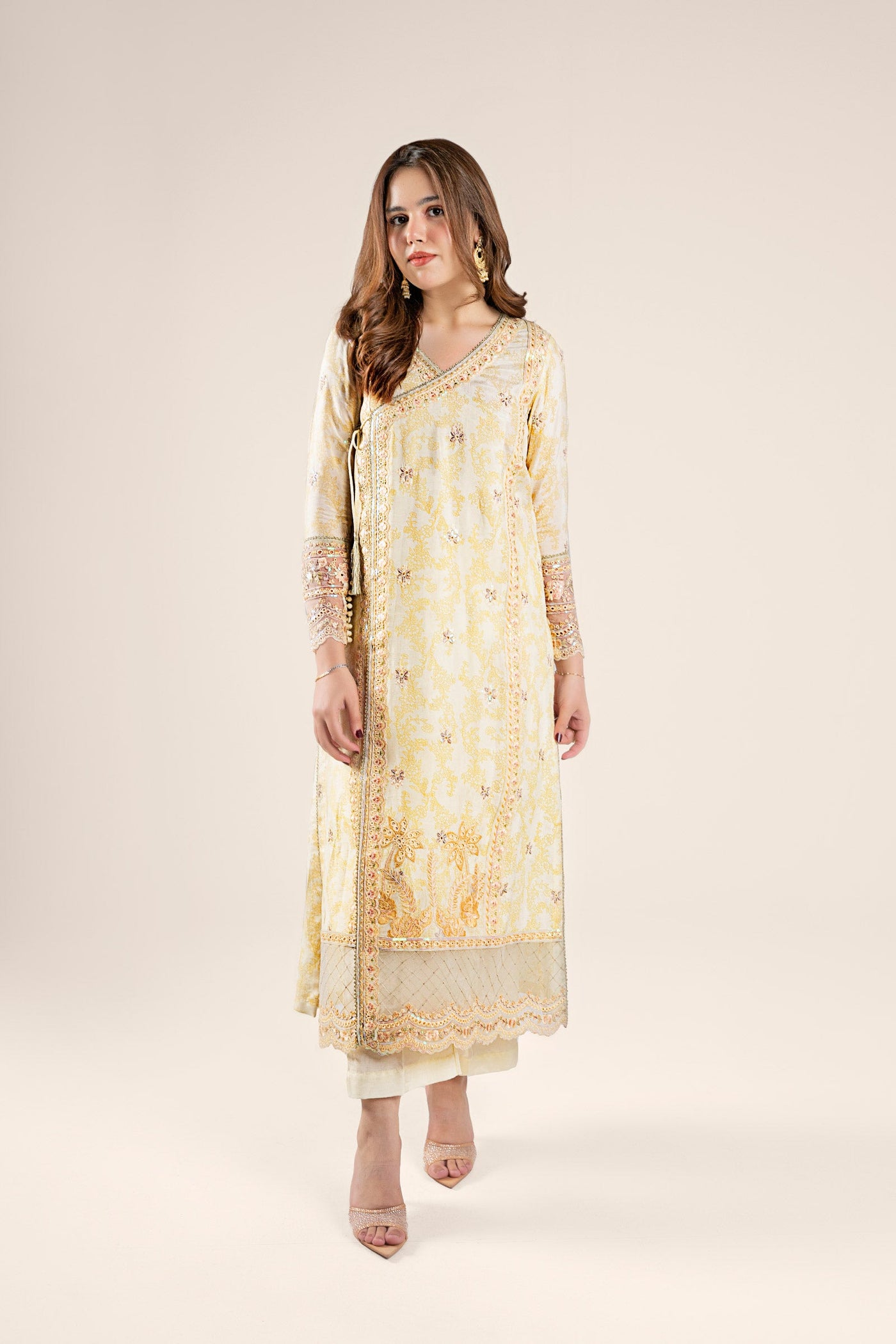 2 Pc Embroidered Raw Silk Suit