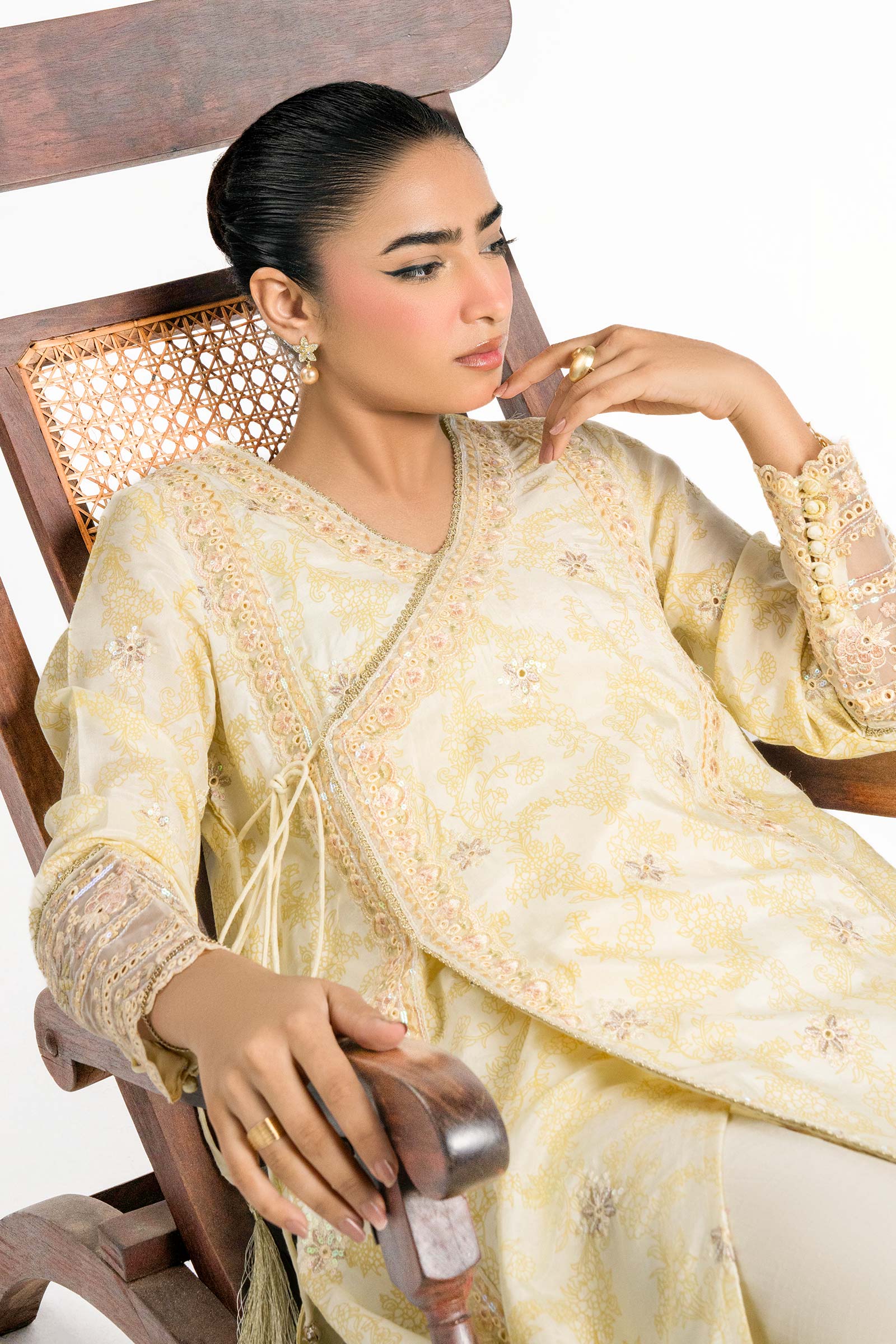 2 Pc Embroidered Raw Silk Suit