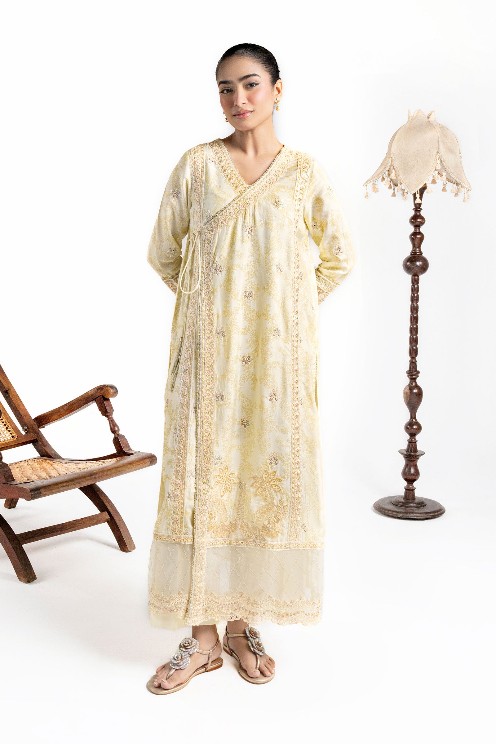 2 Pc Embroidered Raw Silk Suit